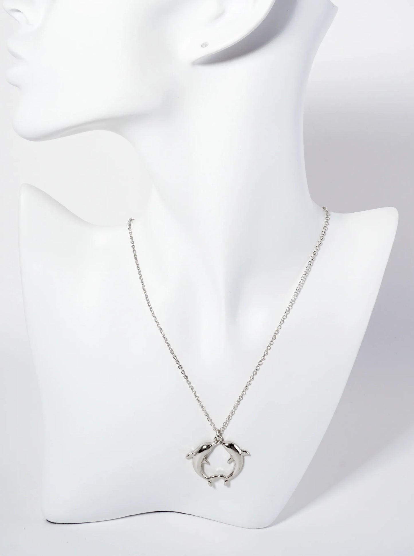 Sea-Life Two Dolphins Kissing Pendant Necklace