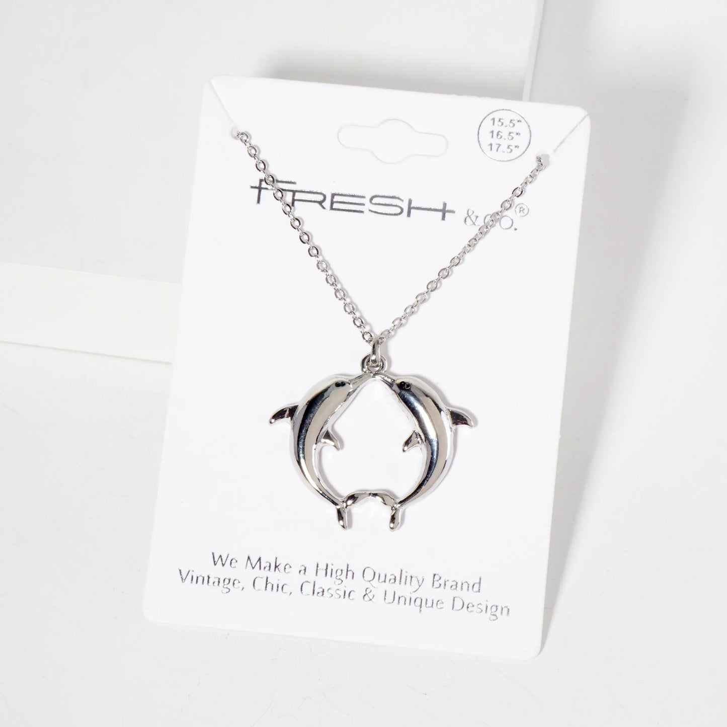 Sea-Life Two Dolphins Kissing Pendant Necklace