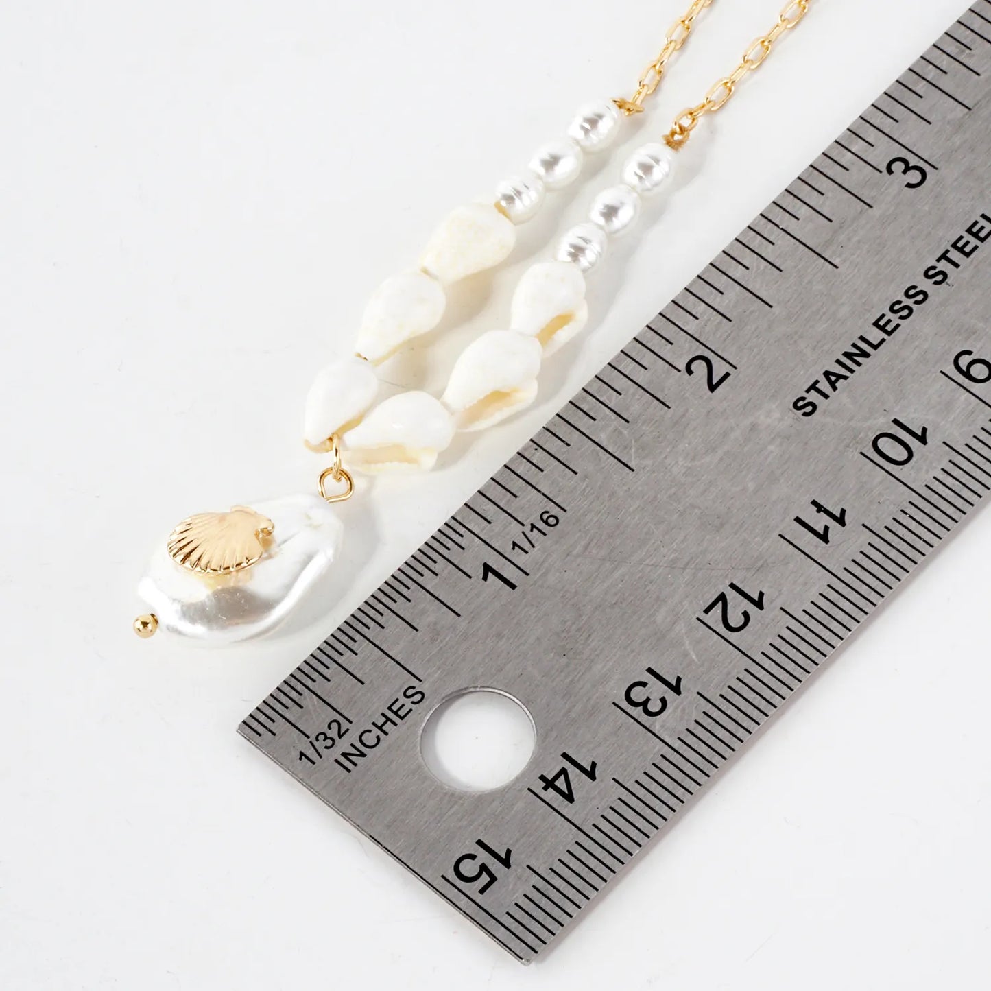 Seashell Teardrop Pearl Pendant Sea-Life Necklace