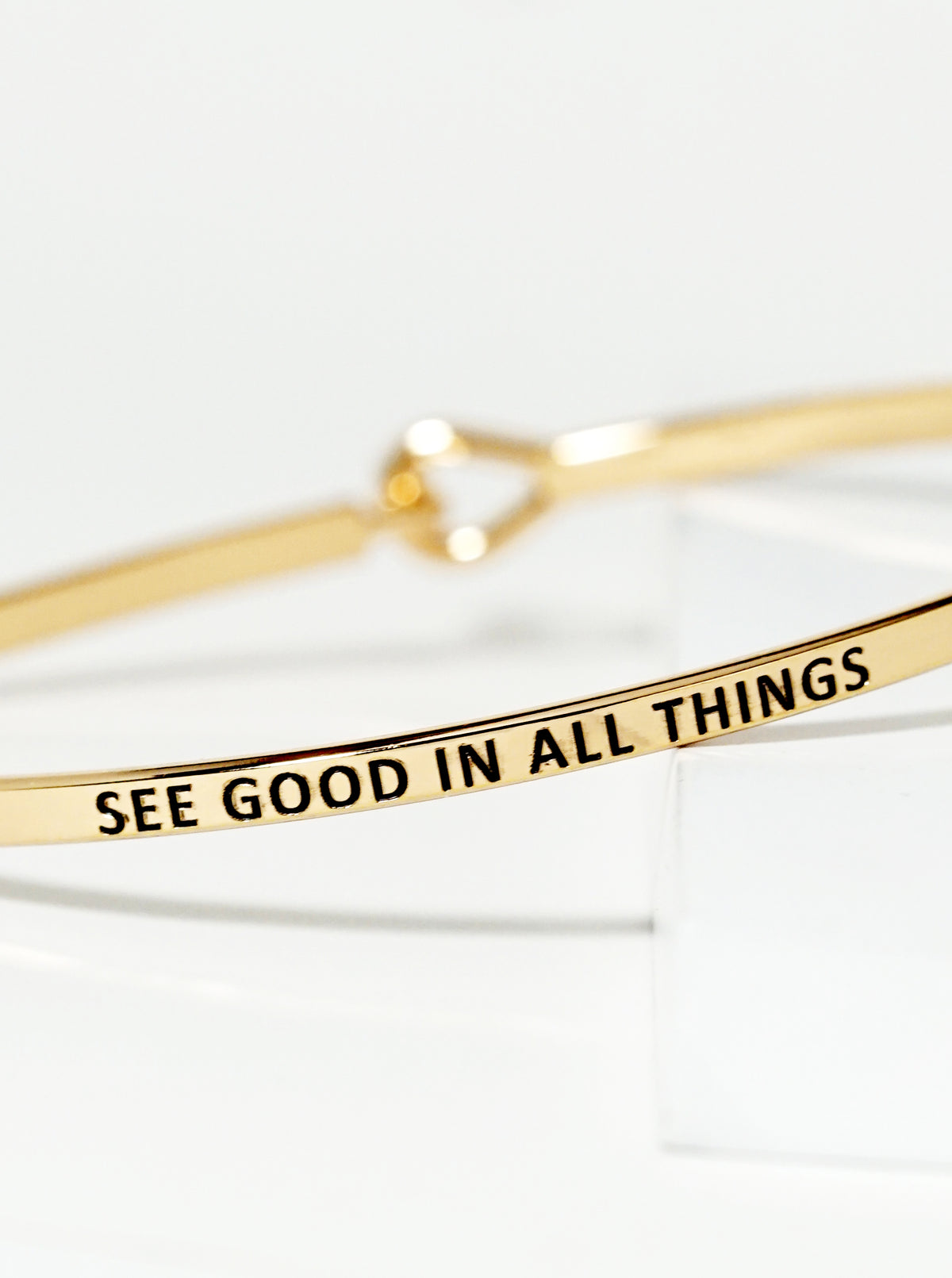 See Good In All Things Engraved Inspirational Bangle Bracelet