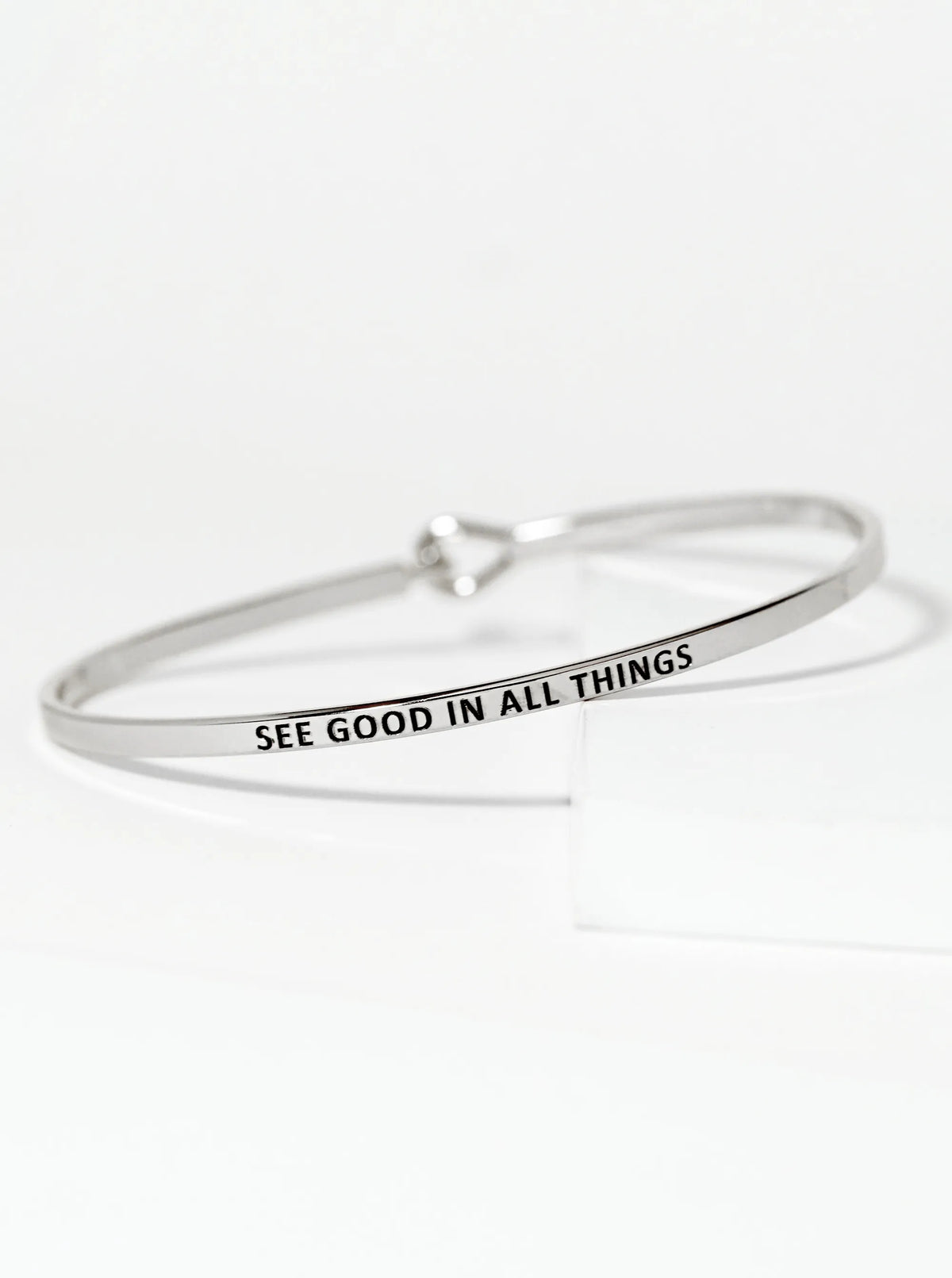 See Good In All Things Engraved Inspirational Bangle Bracelet