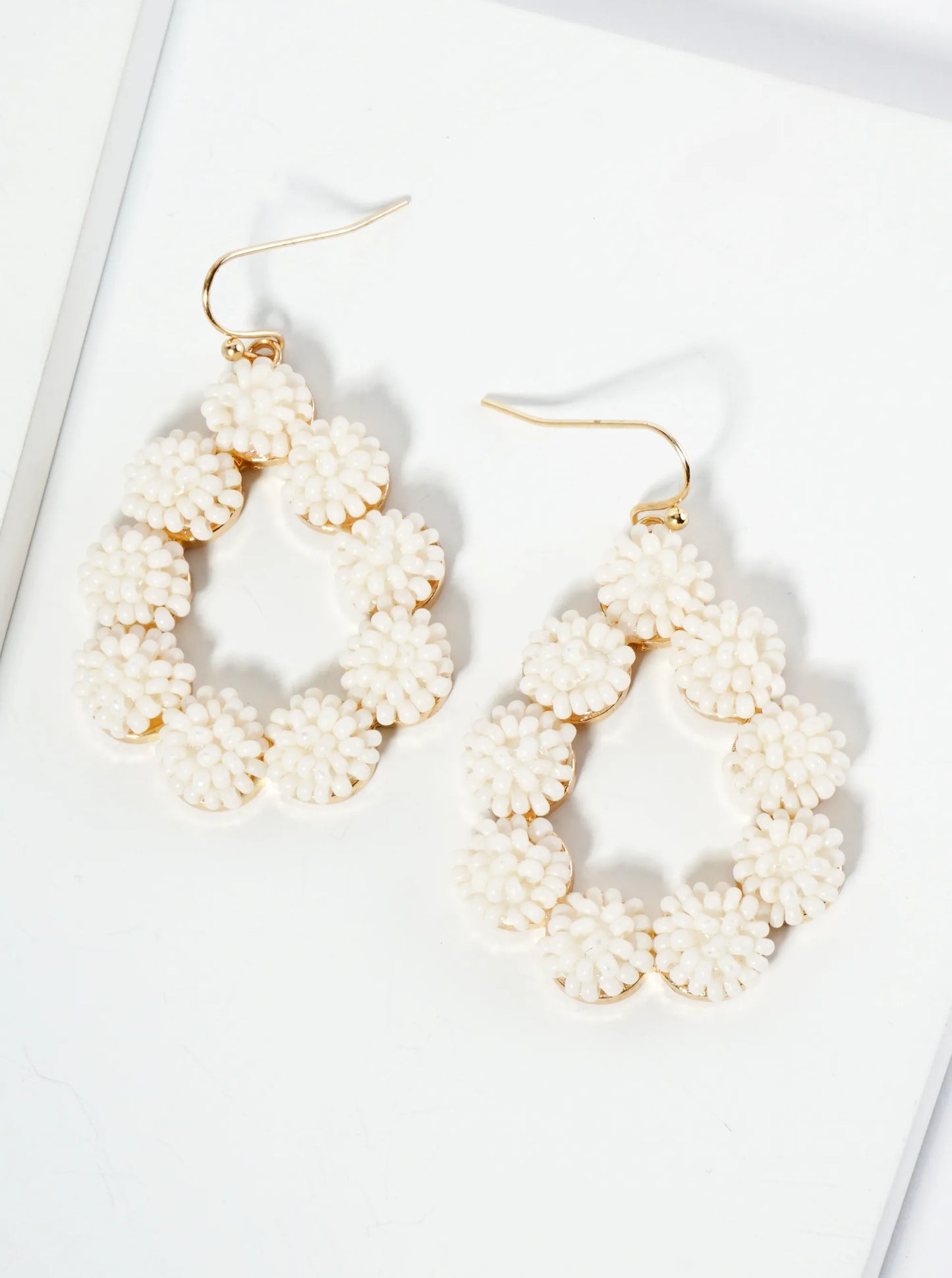 Seed Bead Cluster Teardrop Dangle Earrings