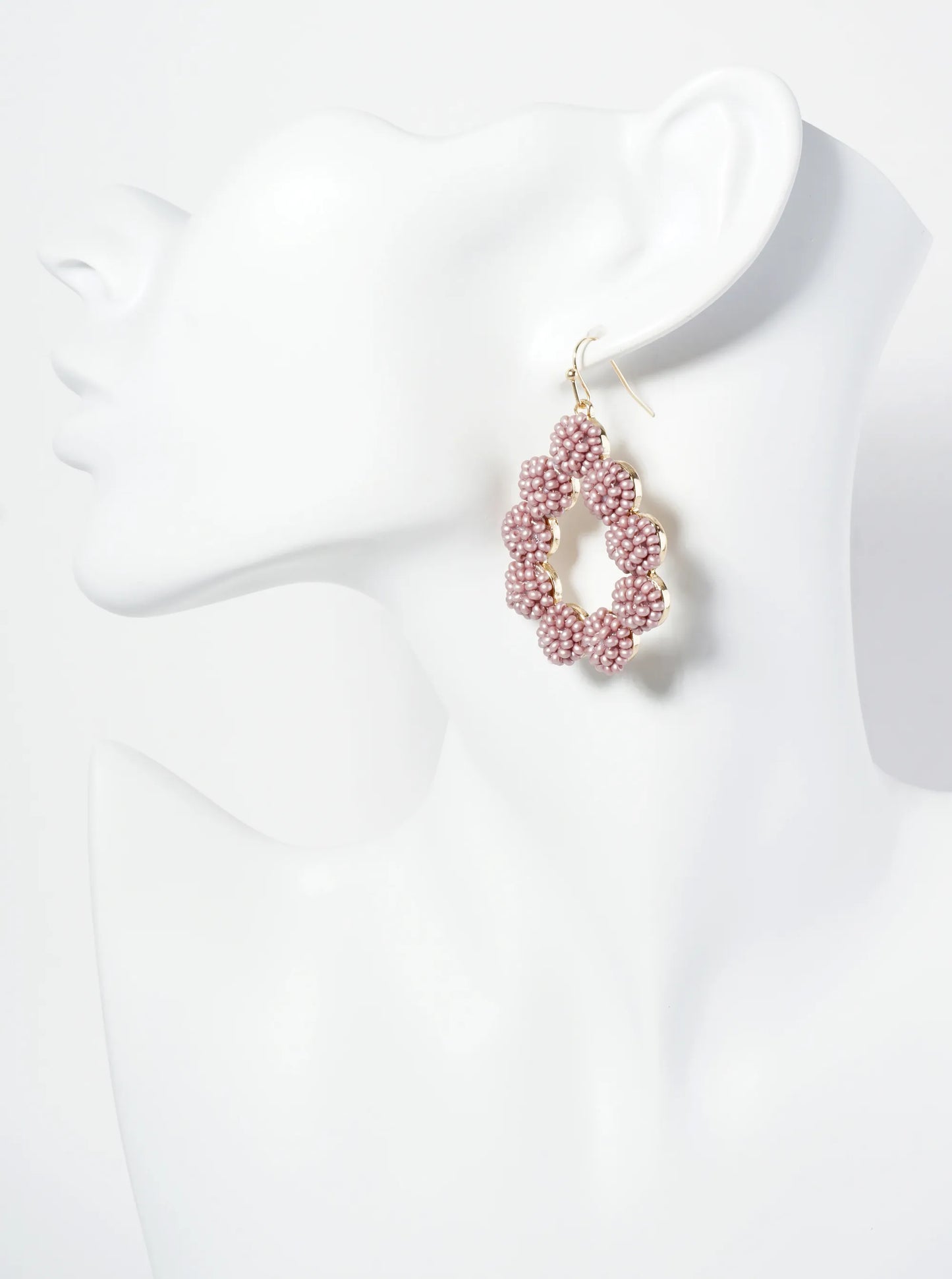Seed Bead Cluster Teardrop Dangle Earrings