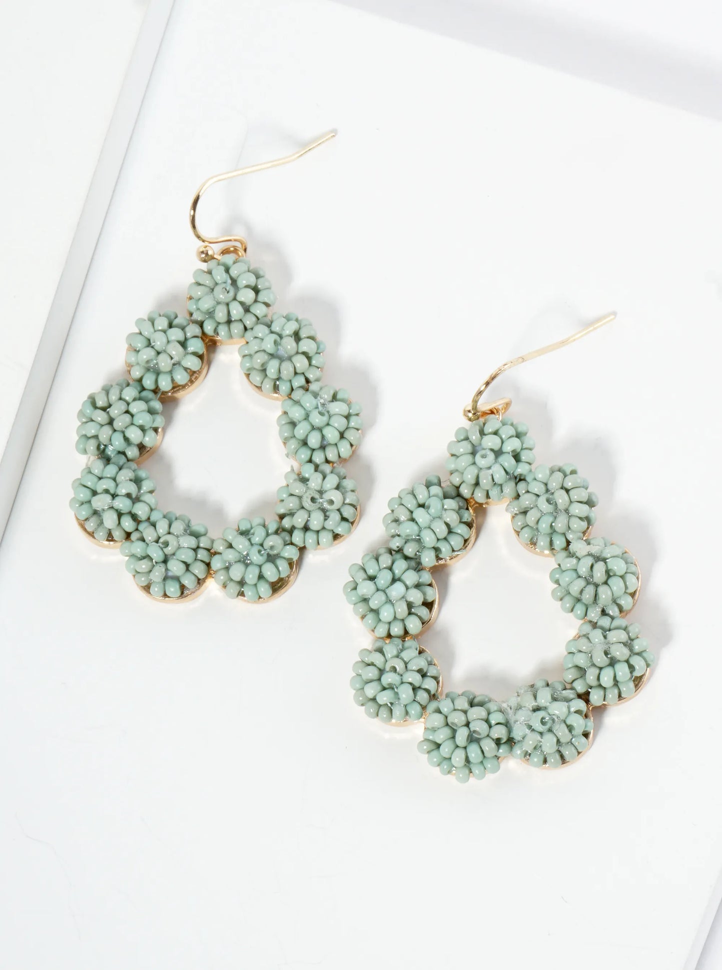 Seed Bead Cluster Teardrop Dangle Earrings