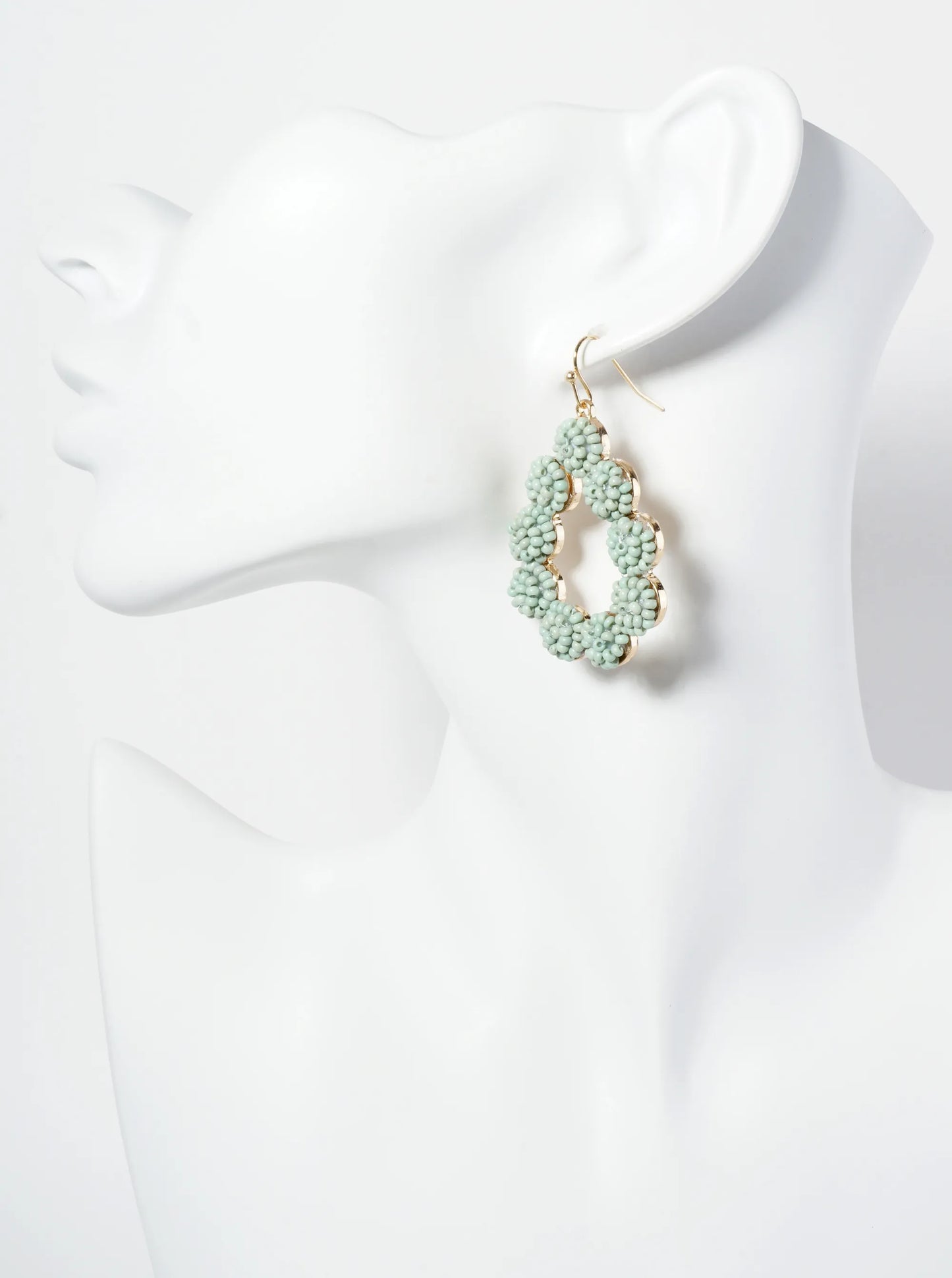 Seed Bead Cluster Teardrop Dangle Earrings