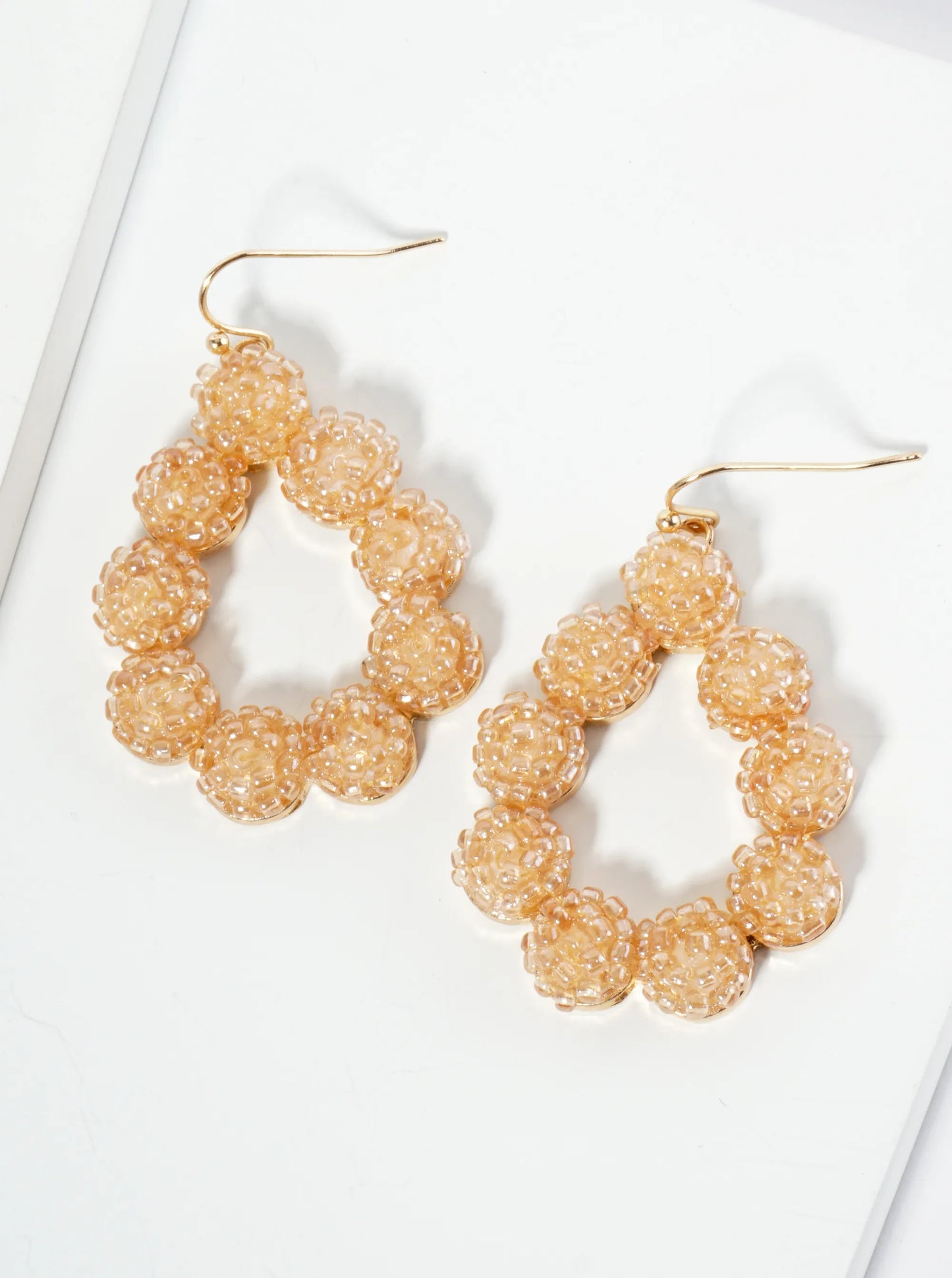 Seed Bead Cluster Teardrop Dangle Earrings