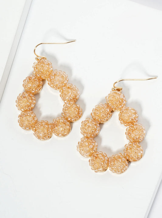 Seed Bead Cluster Teardrop Dangle Earrings