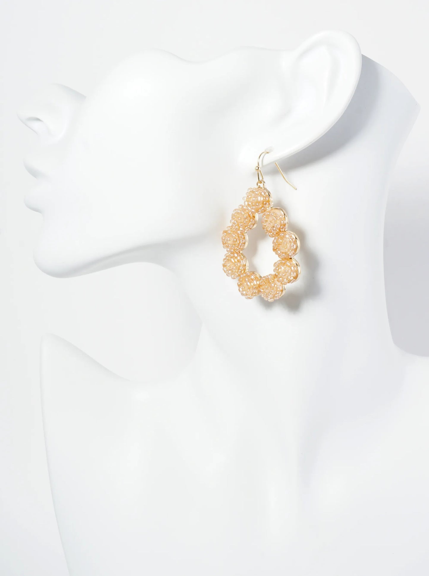 Seed Bead Cluster Teardrop Dangle Earrings