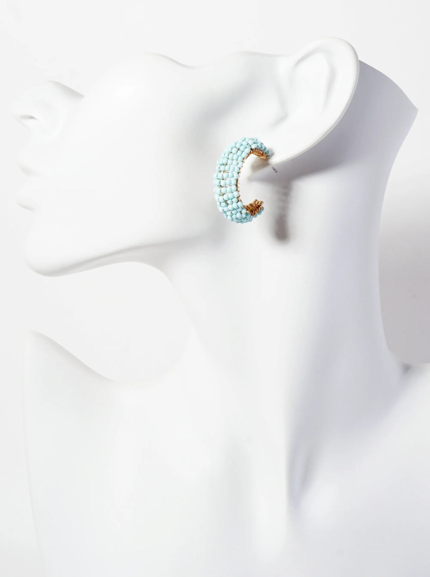 Seed-Bead Wire-Wrapped 25mm Open Hoop Earrings