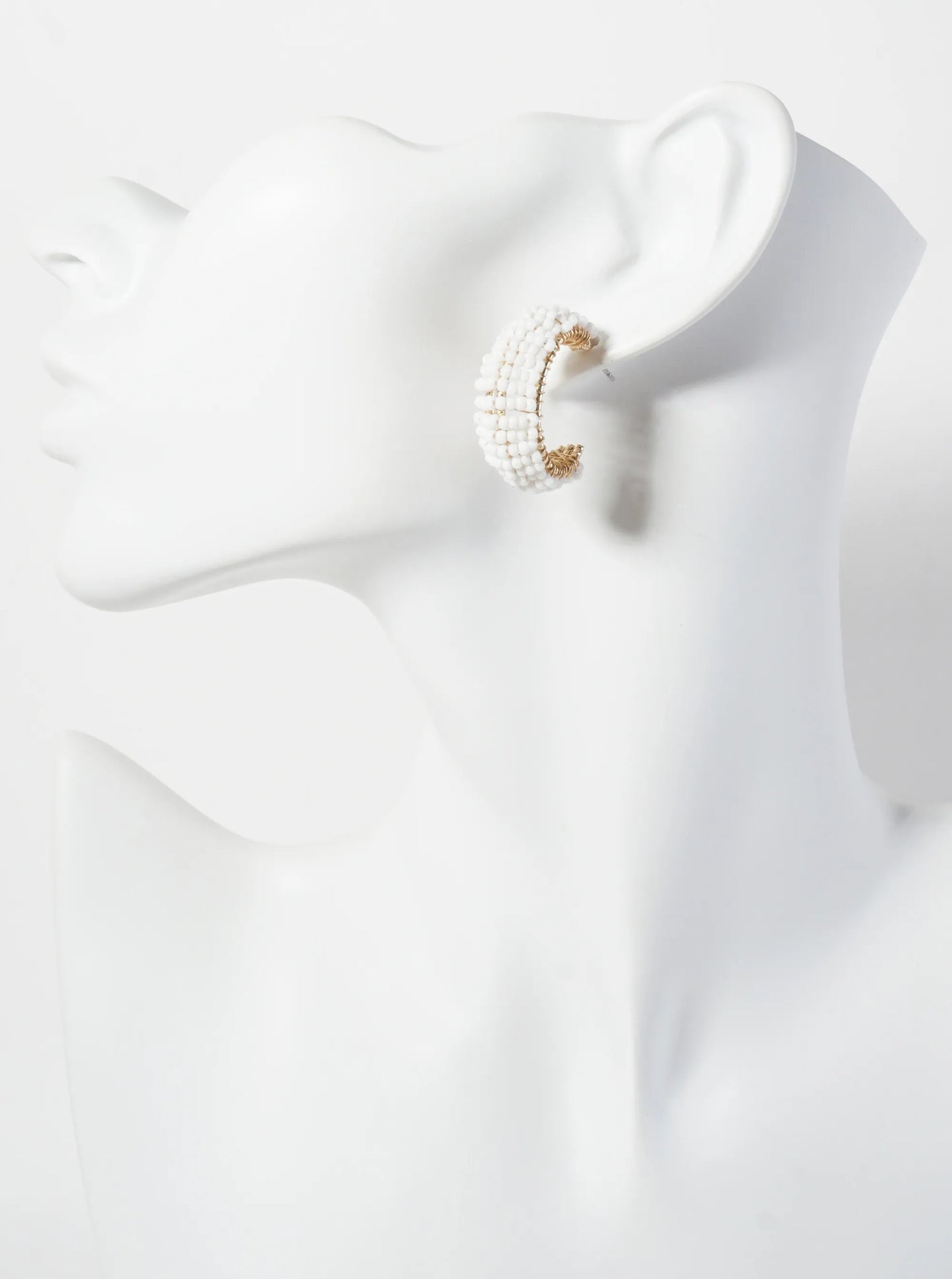 Seed-Bead Wire-Wrapped 25mm Open Hoop Earrings
