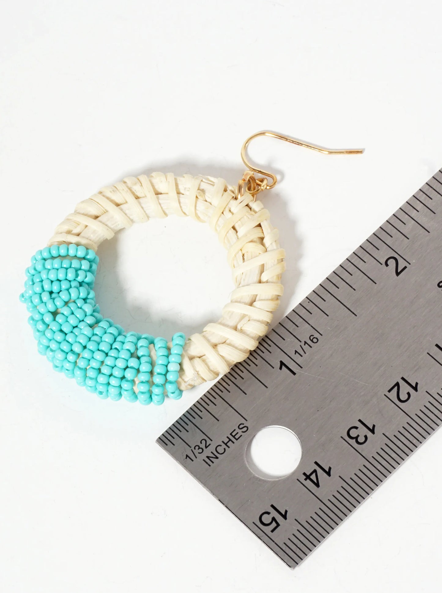 Seed-Bead Wrapped Rattan Circle Statement Summer Earrings