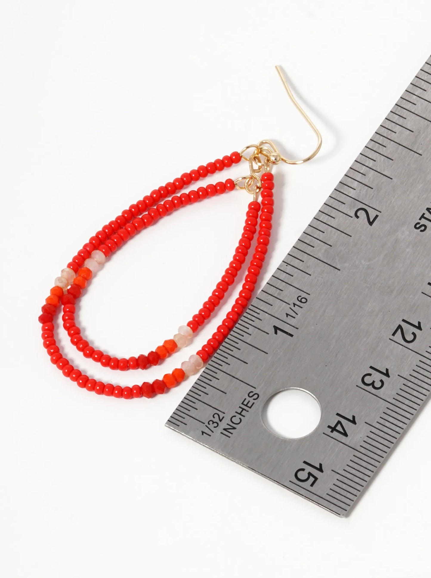 Seed Beaded Double Teardrop Dangle Earrings