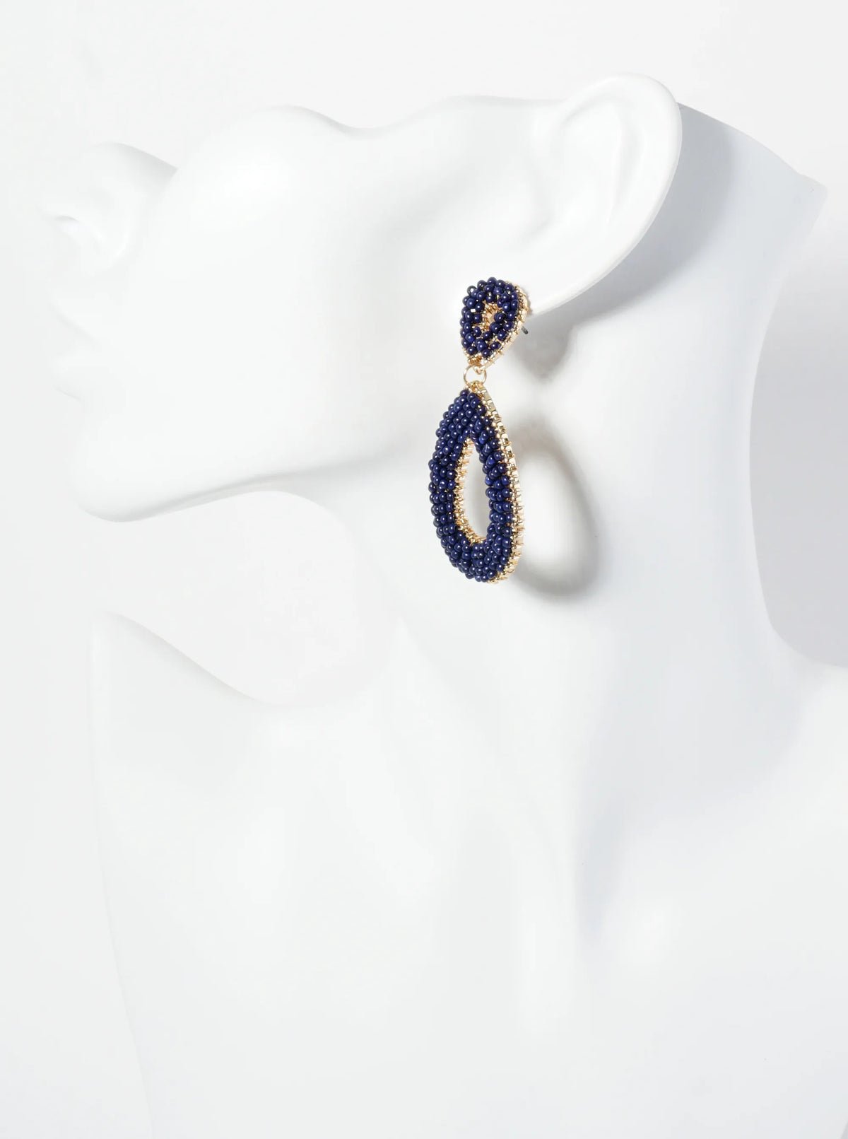 Seed Beaded Double Teardrop Dangle Post Earrings