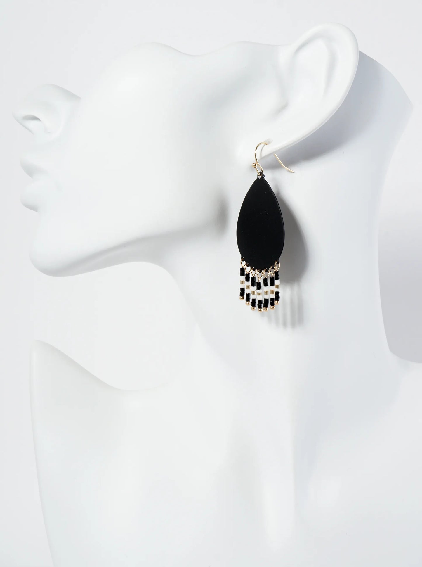 Seed Beaded Fringe Drop Teardrop Earrings