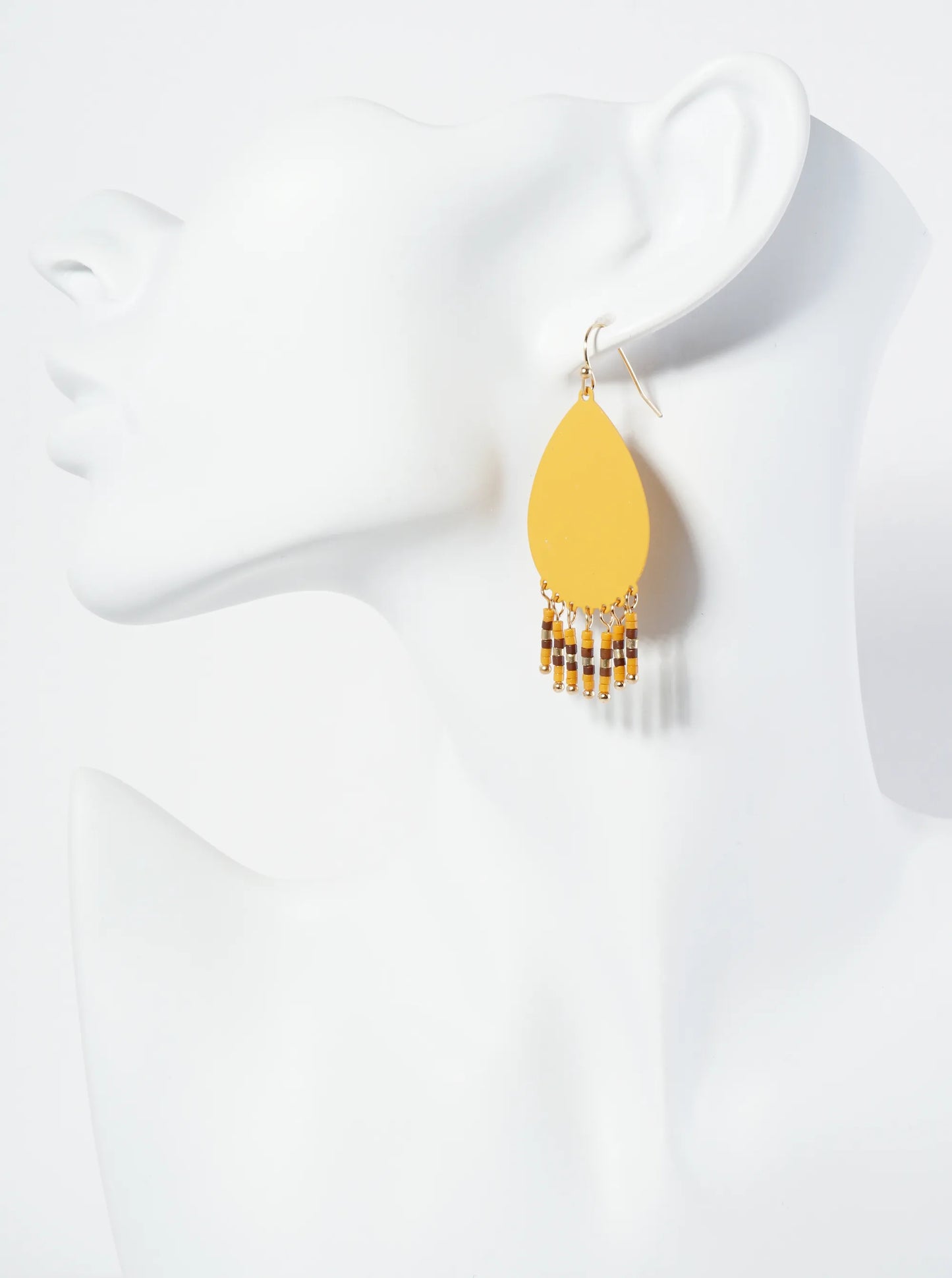 Seed Beaded Fringe Drop Teardrop Earrings