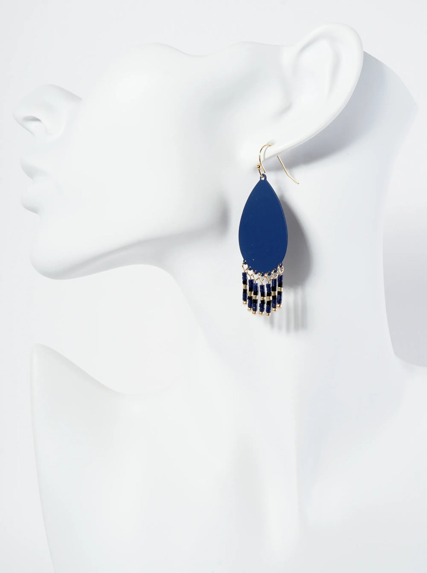 Seed Beaded Fringe Drop Teardrop Earrings