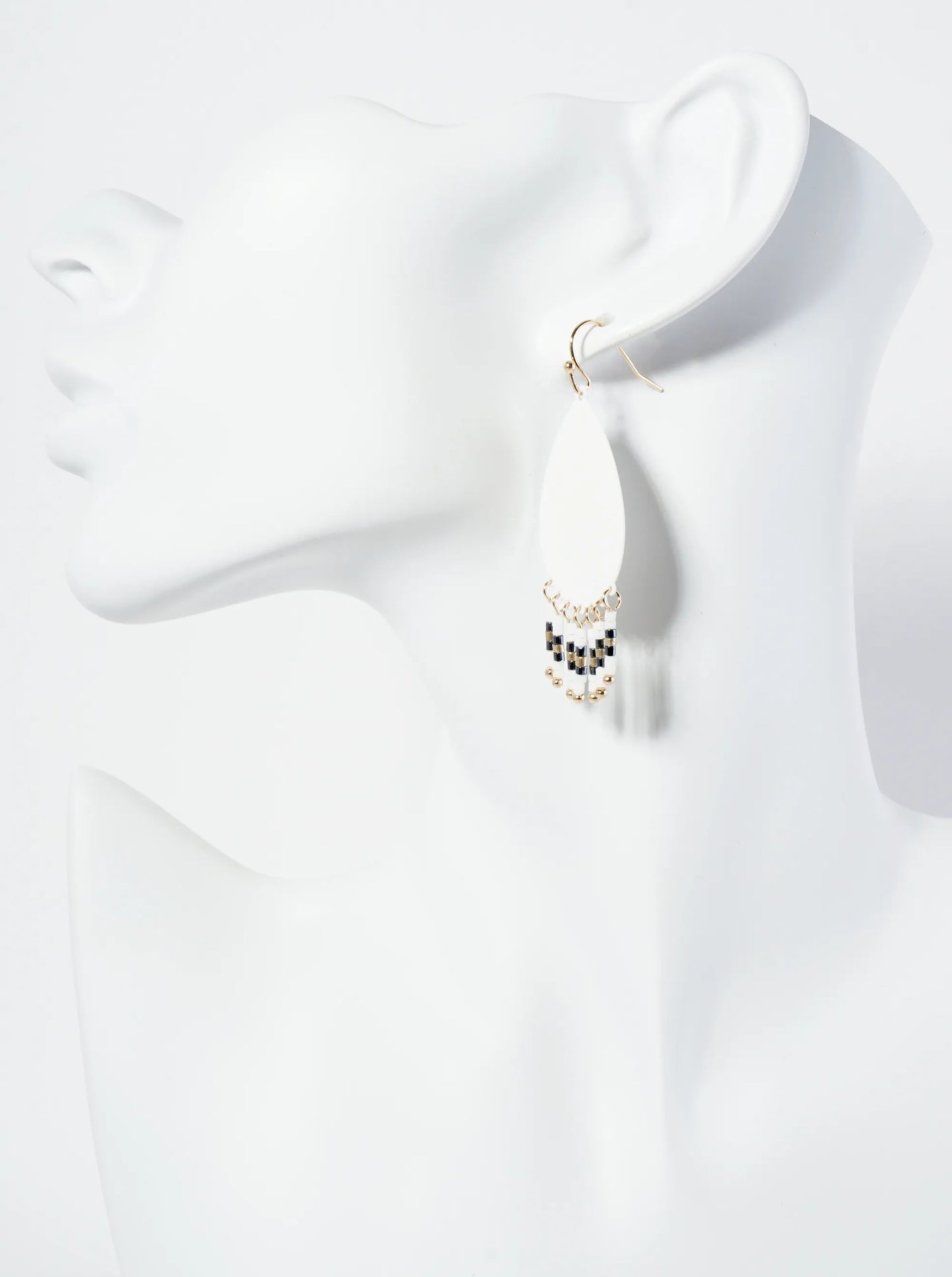 Seed Beaded Fringe Drop Teardrop Earrings