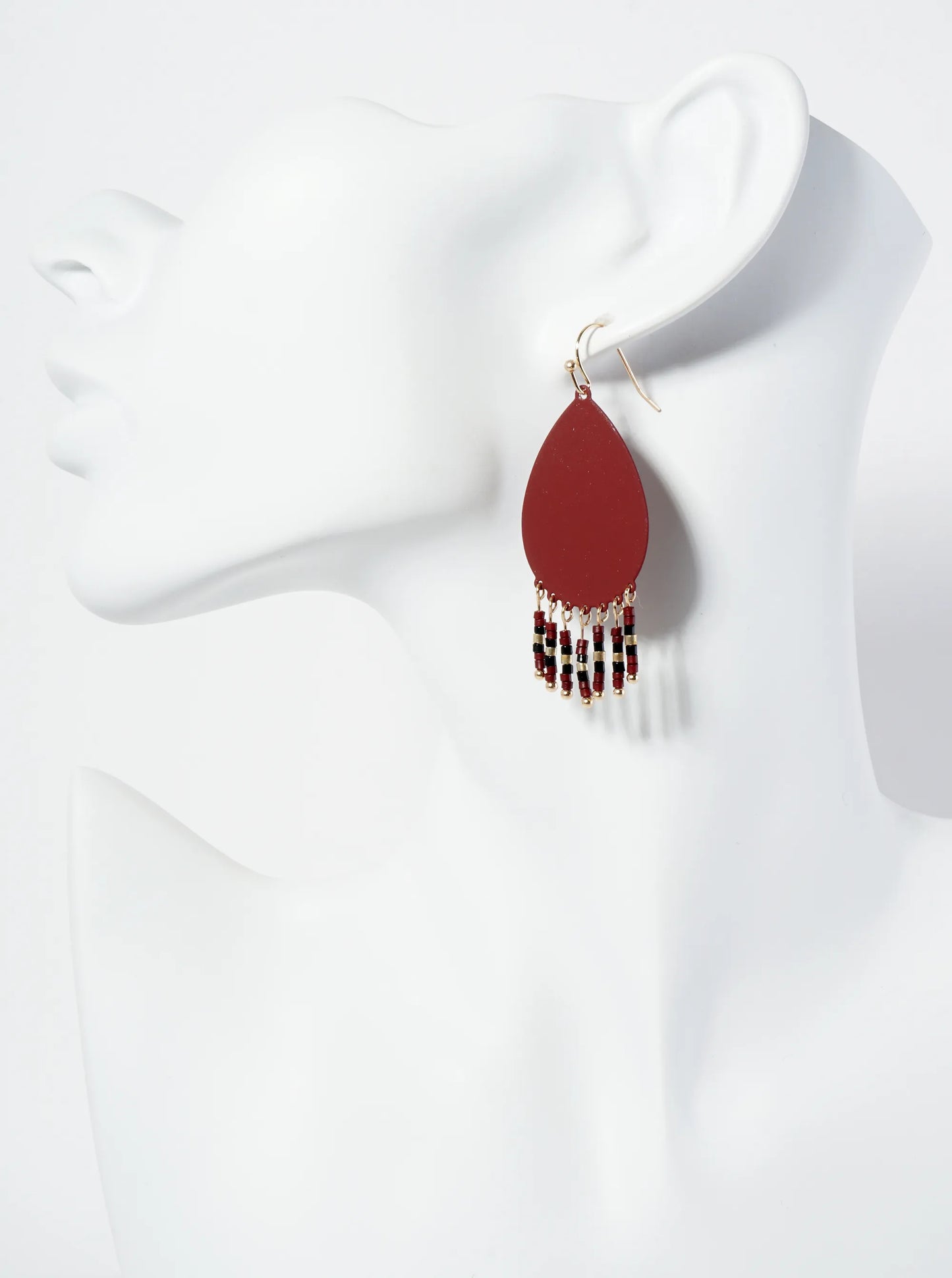 Seed Beaded Fringe Drop Teardrop Earrings