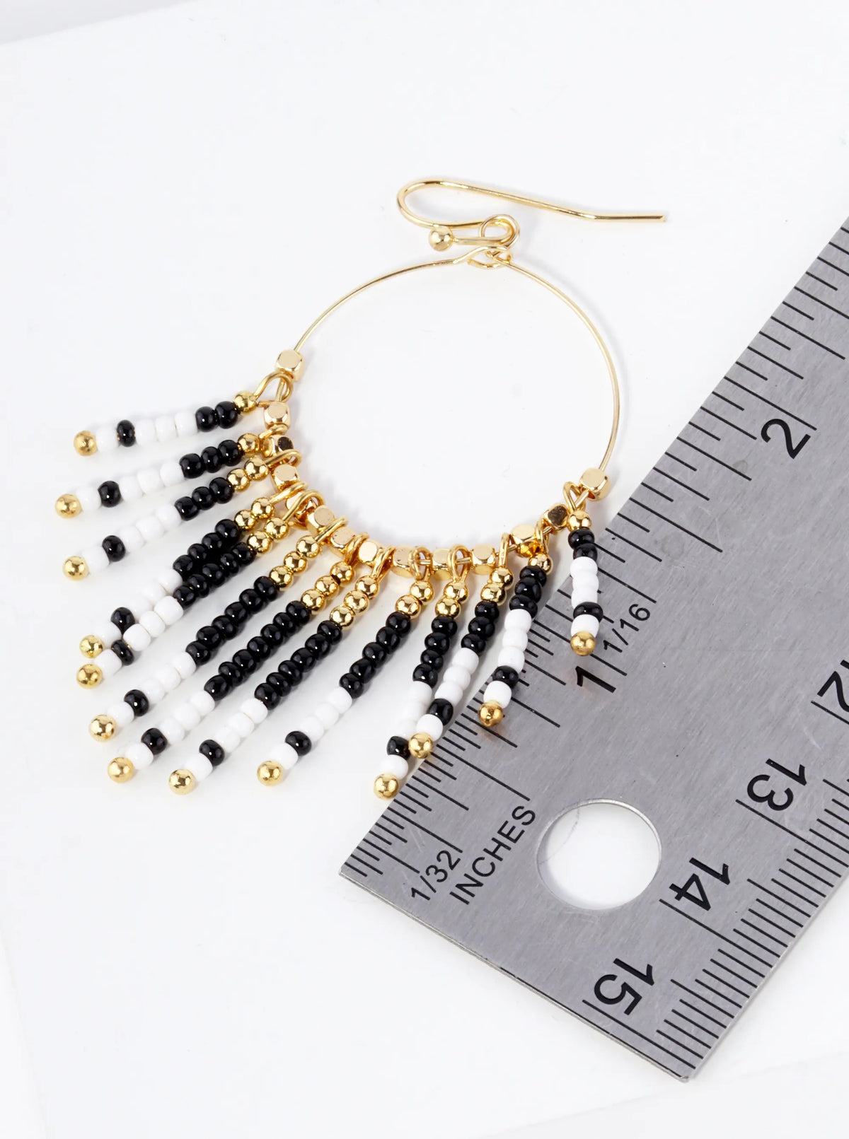 Seed Beaded Fringe Drop Wire Circle Dangle Drop Earrings