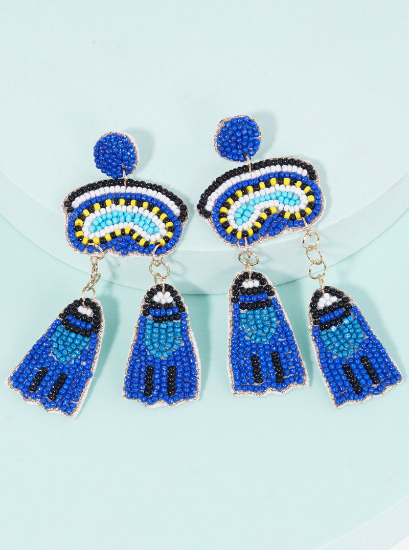 Seed Beaded Scuba Diving Set Dangle Earrings