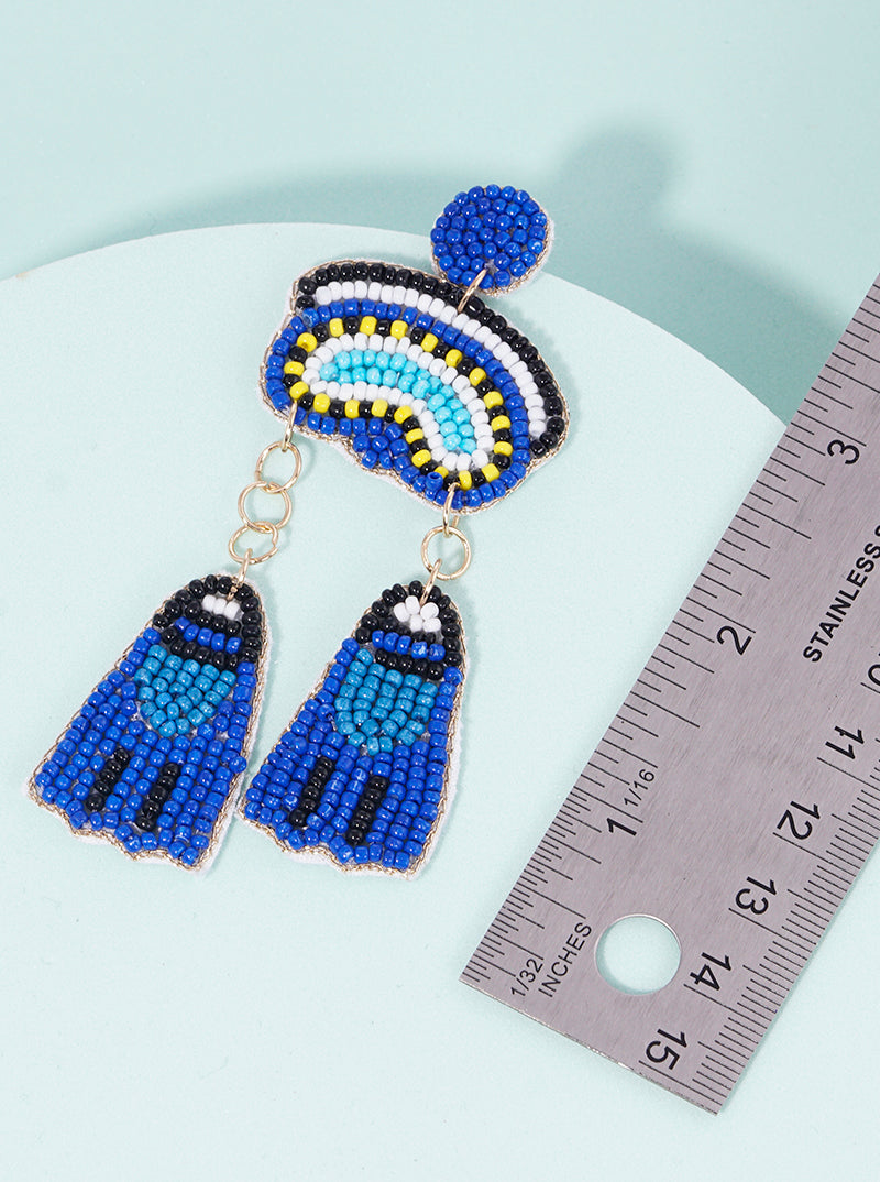 Seed Beaded Scuba Diving Set Dangle Earrings