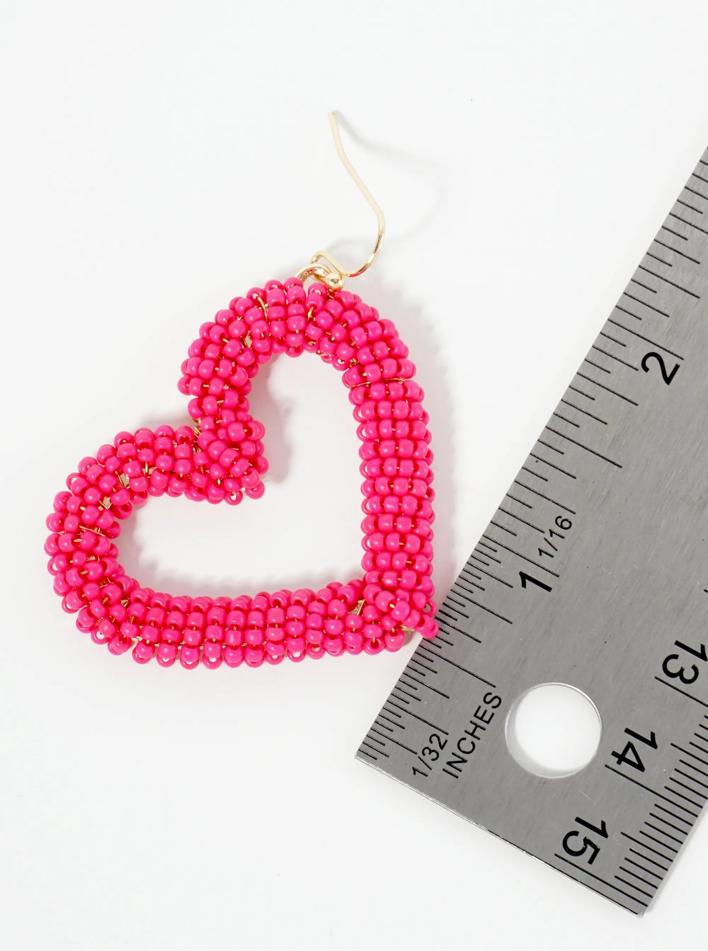 Seed Beaded Sideways Heart Drop Dangle Earrings