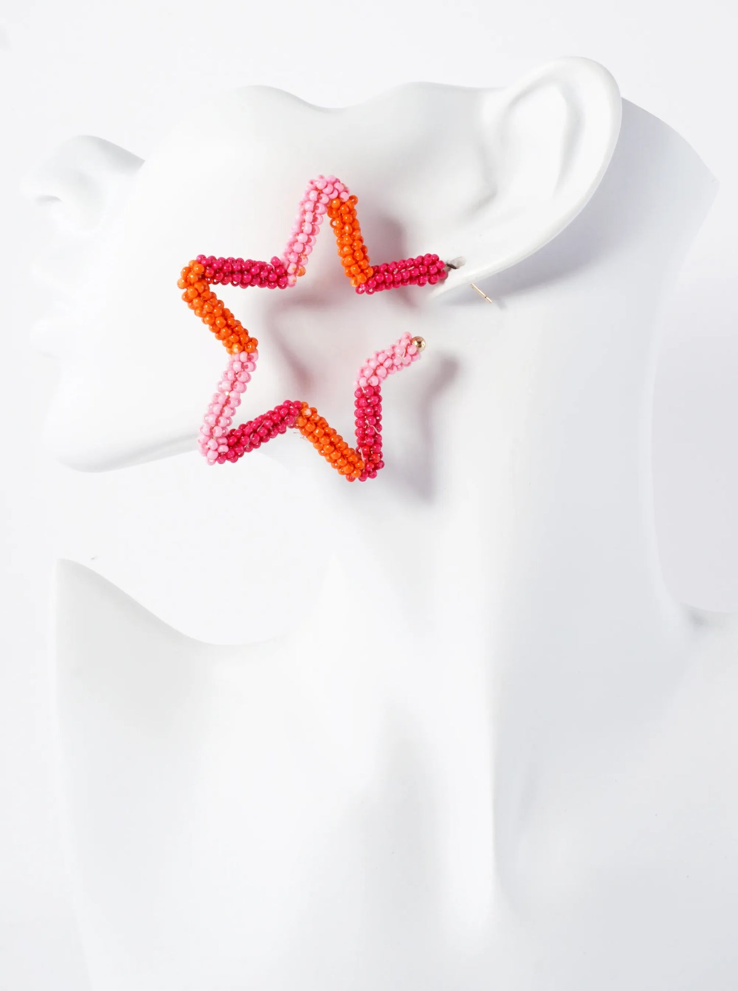 Seed-Beaded Star-Shaped 60mm Open Hoop Earrings