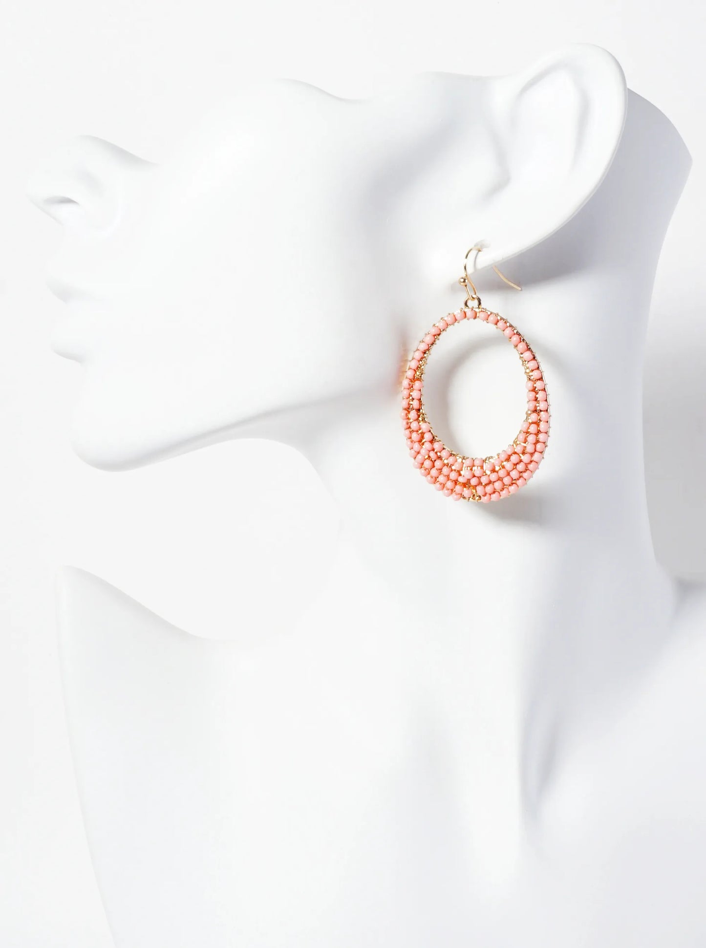 Seed-Beaded Tapered Oval Dangle Earrings