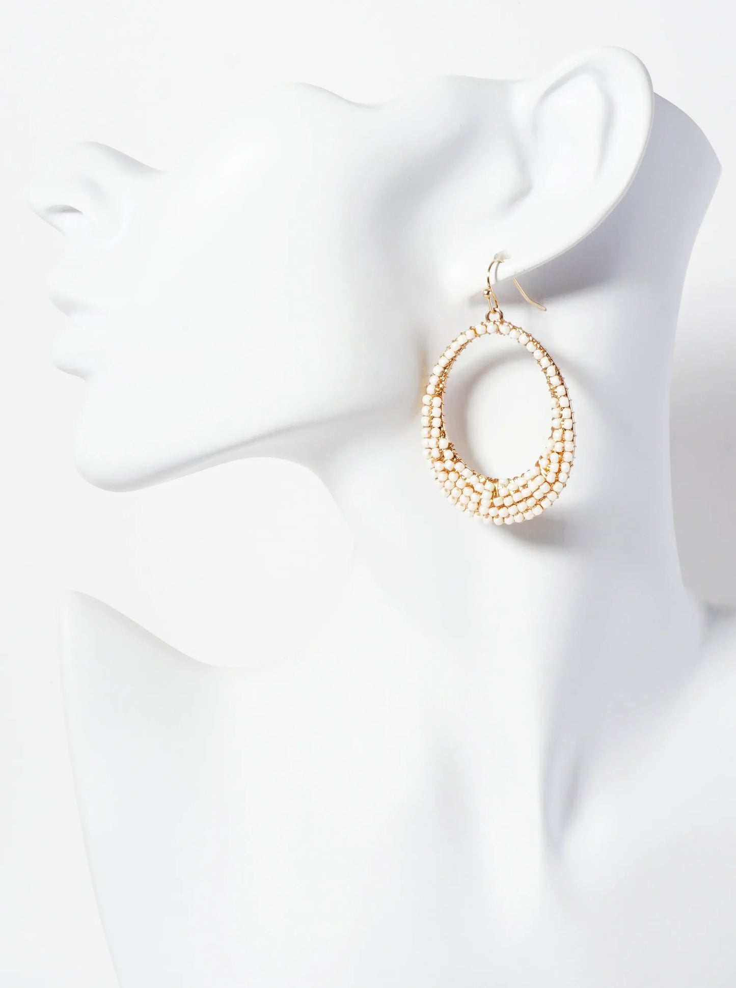 Seed-Beaded Tapered Oval Dangle Earrings