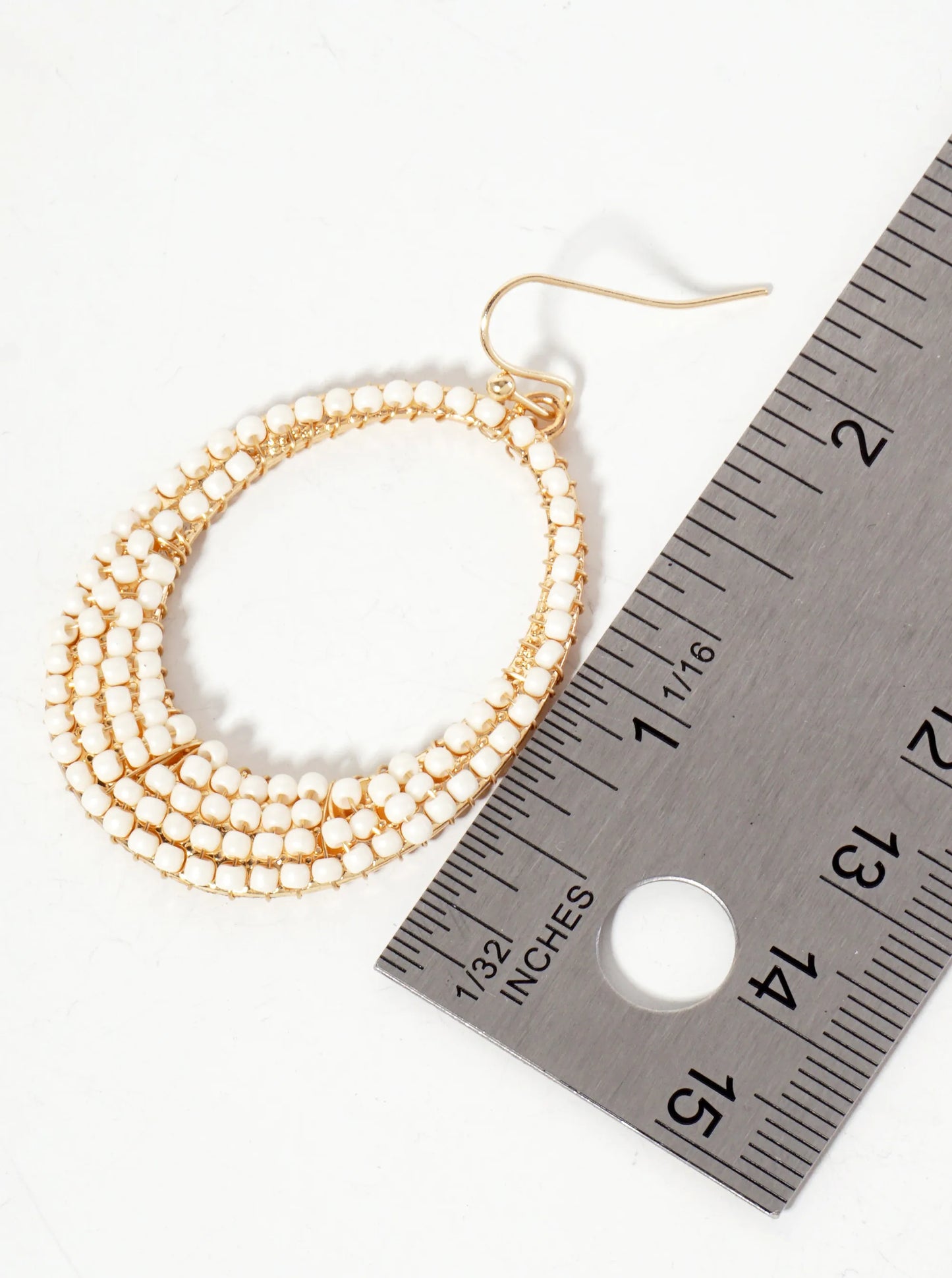 Seed-Beaded Tapered Oval Dangle Earrings