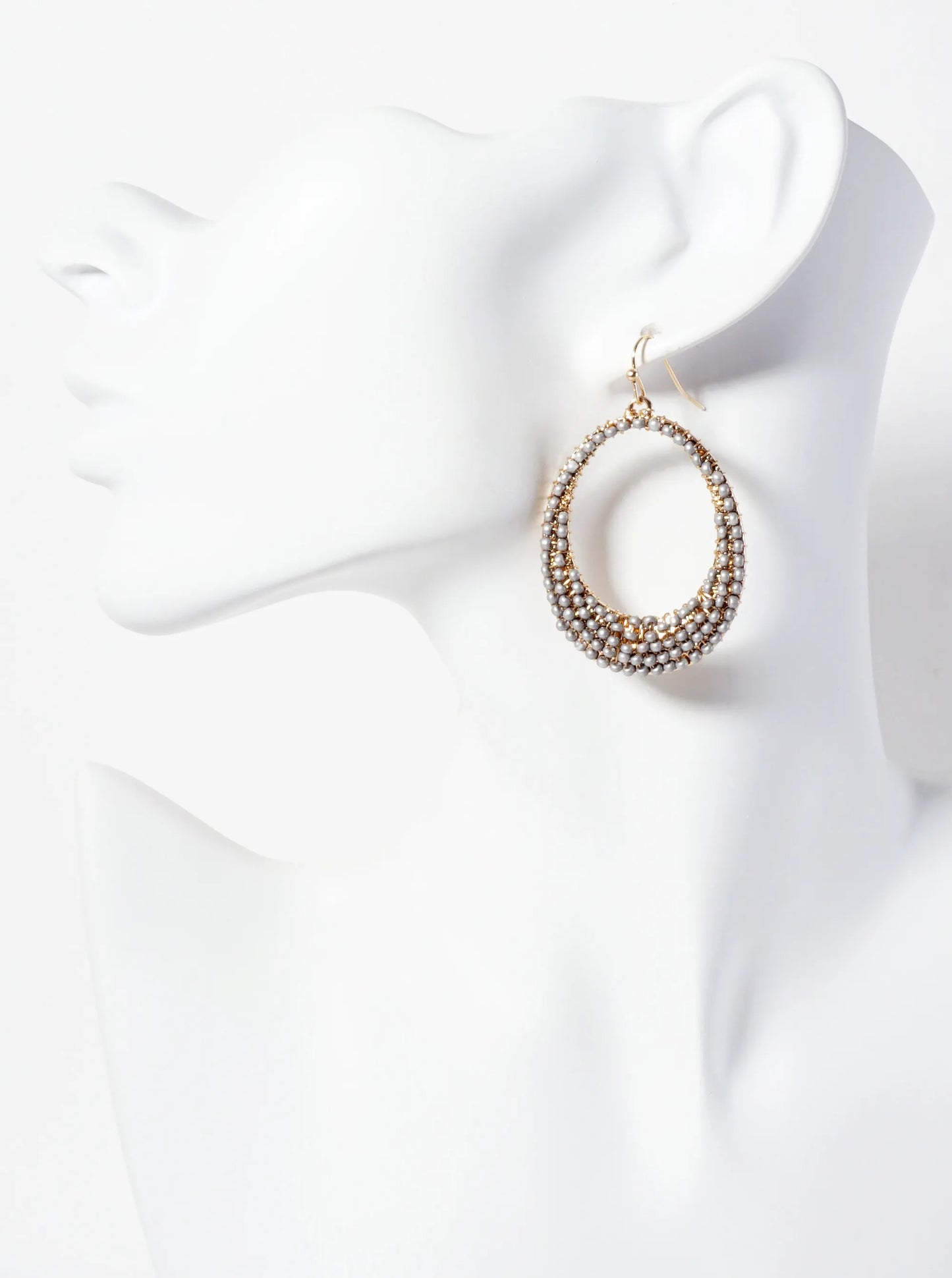 Seed-Beaded Tapered Oval Dangle Earrings