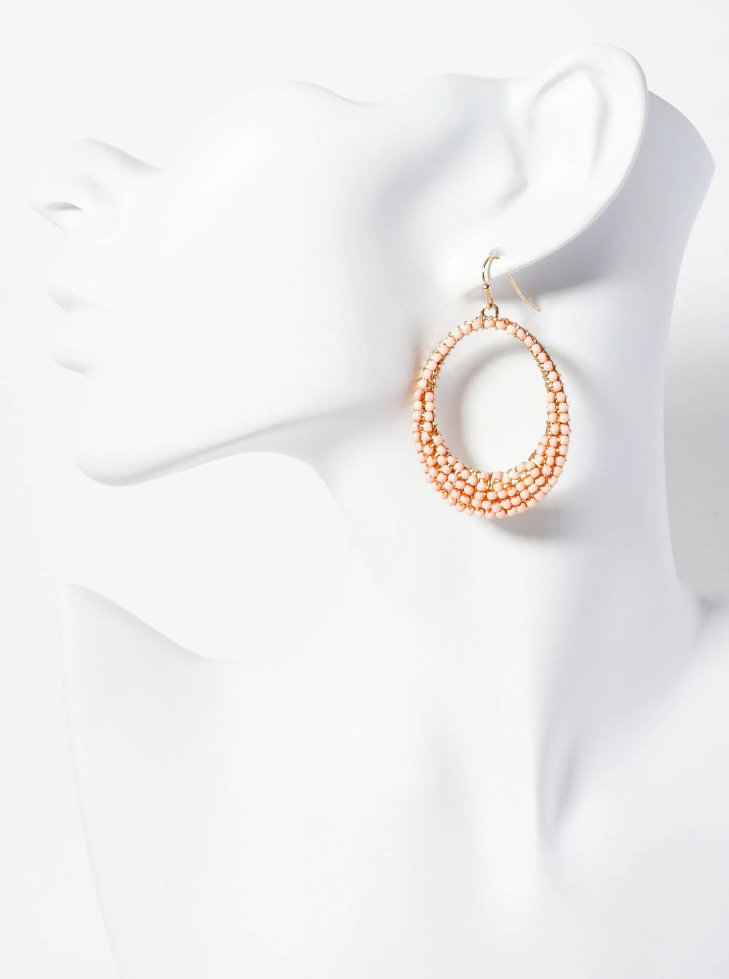 Seed-Beaded Tapered Oval Dangle Earrings