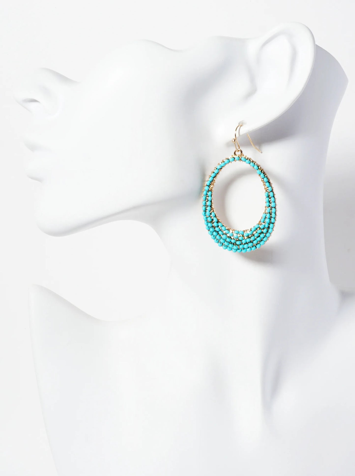 Seed-Beaded Tapered Oval Dangle Earrings
