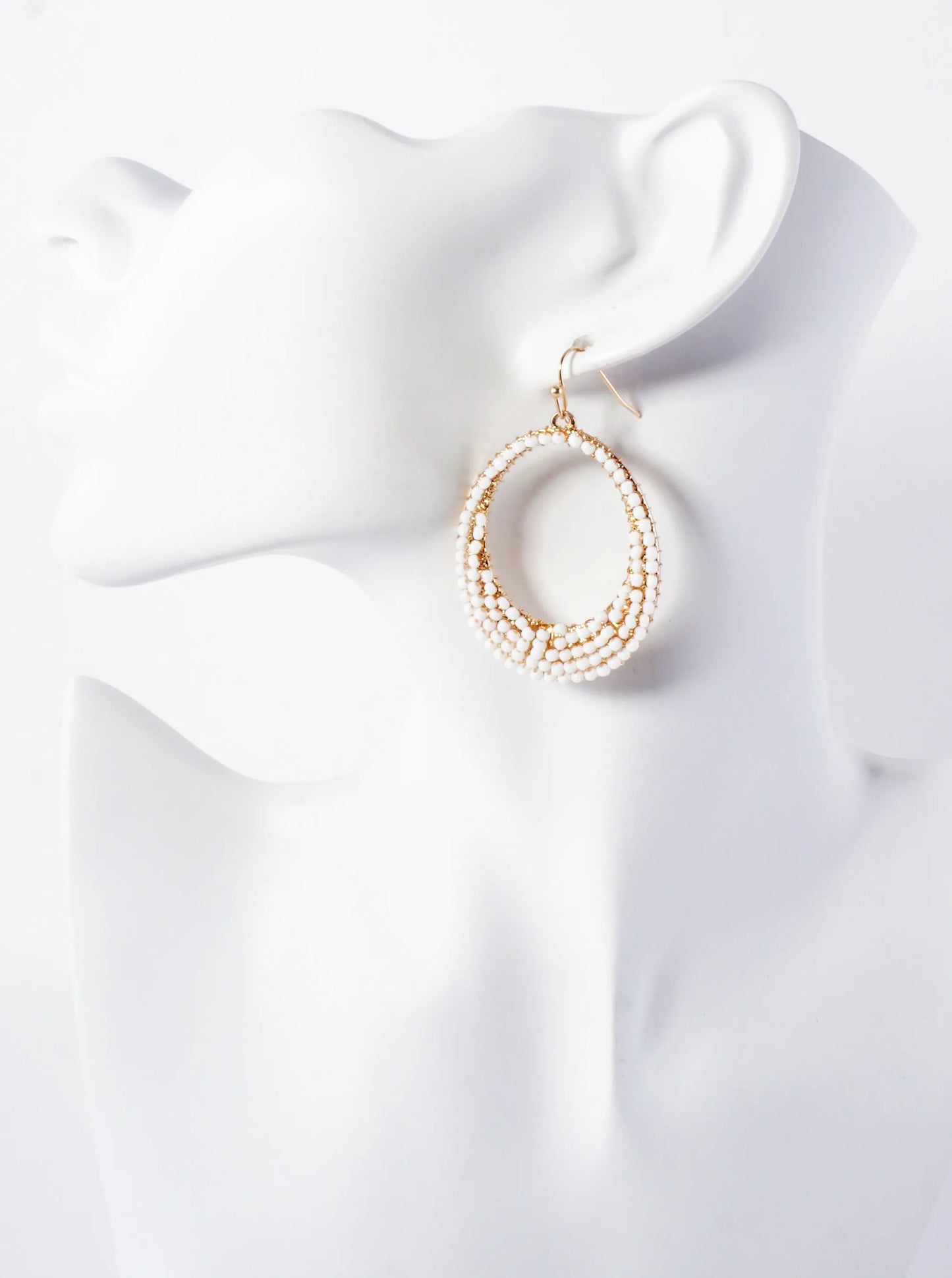 Seed-Beaded Tapered Oval Dangle Earrings