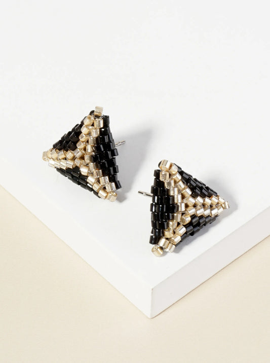 Seed Beaded Triangle Stud Earrings