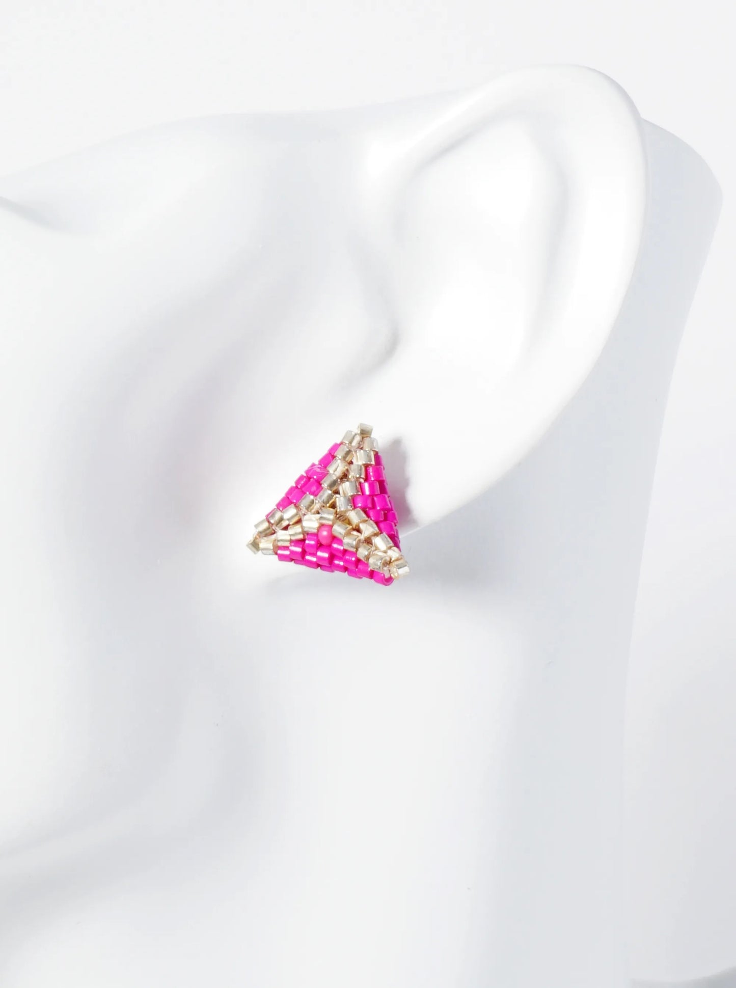 Seed Beaded Triangle Stud Earrings