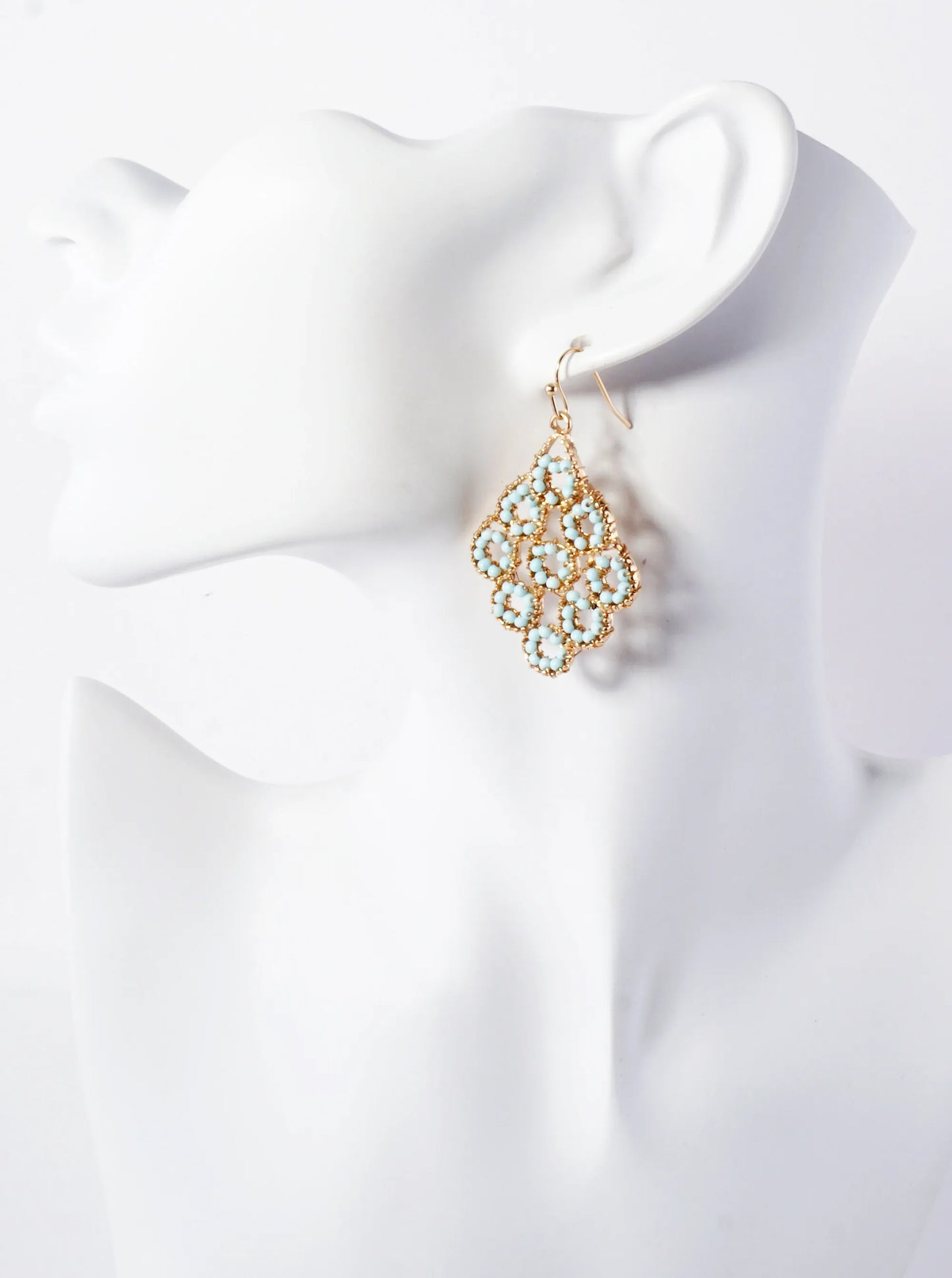 Seed-Beads Wire-Wrapped Geometric Dangle Earrings