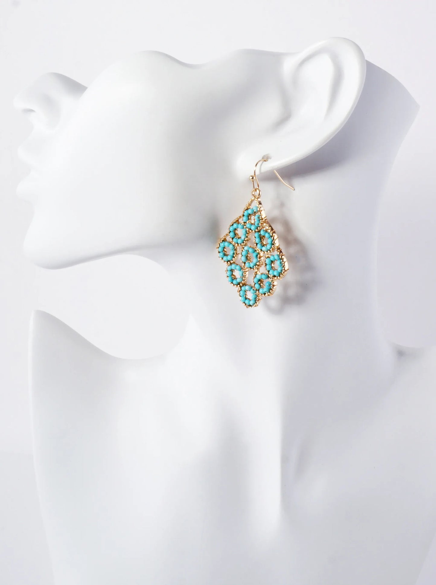 Seed-Beads Wire-Wrapped Geometric Dangle Earrings