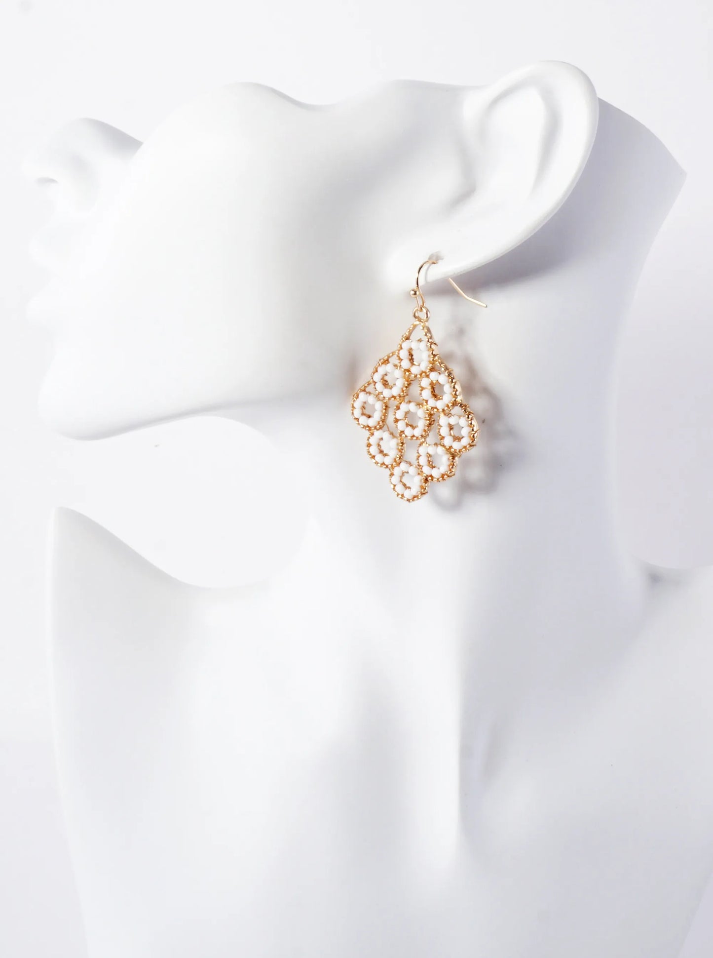 Seed-Beads Wire-Wrapped Geometric Dangle Earrings