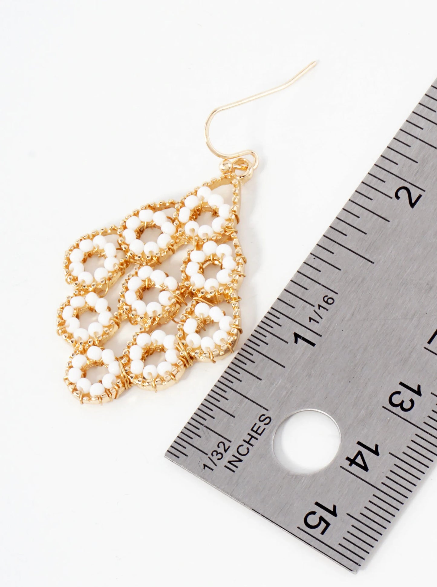 Seed-Beads Wire-Wrapped Geometric Dangle Earrings