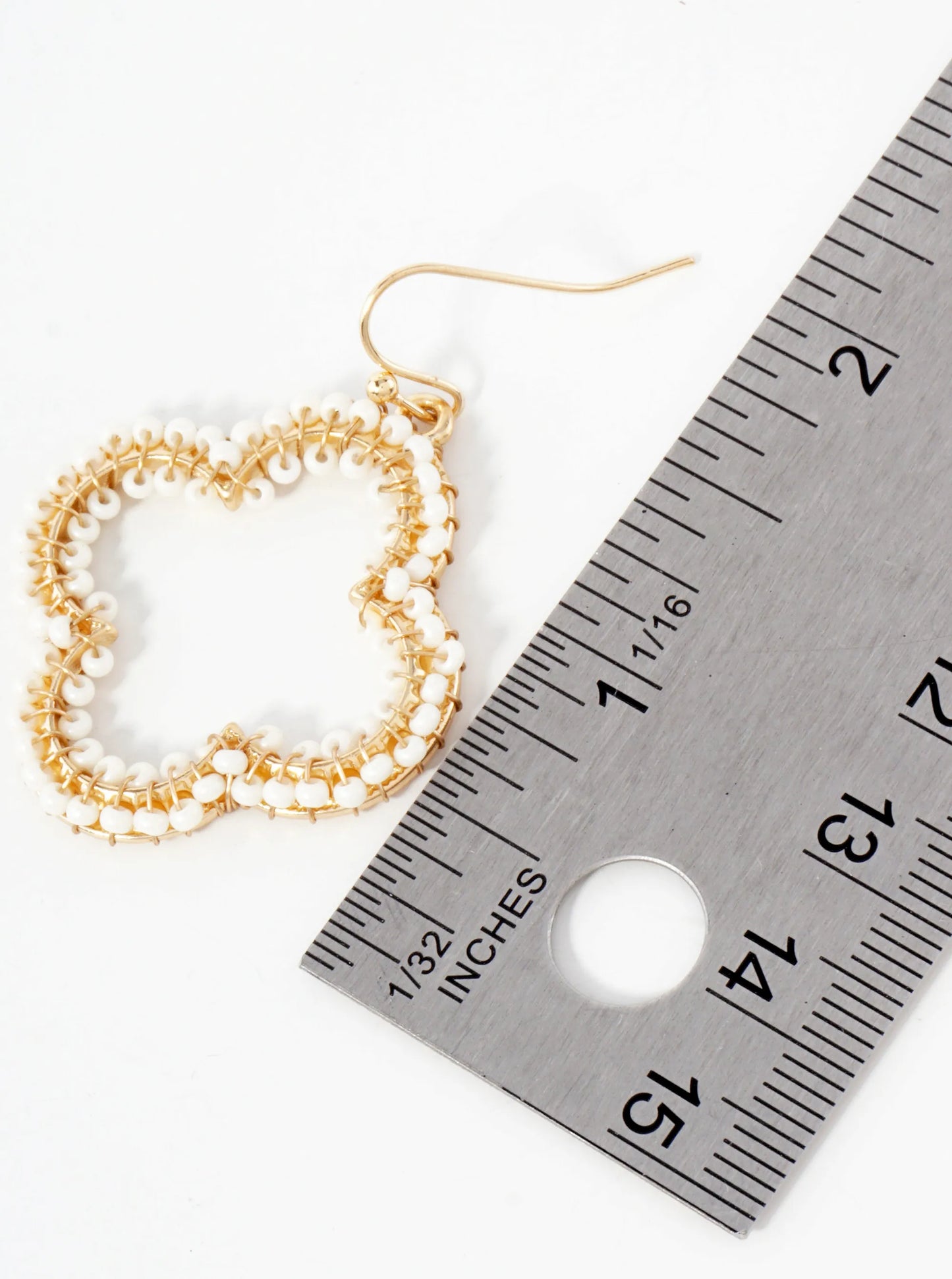 Seed-Beads Wire-Wrapped Quatrefoil Lightweight Dangle Earrings