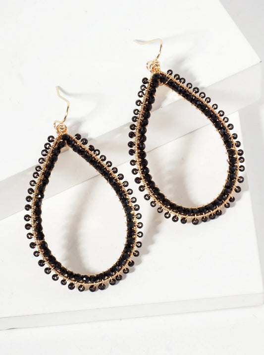 Seed-Beads Wire-Wrapped Teardrop Dangle Earrings