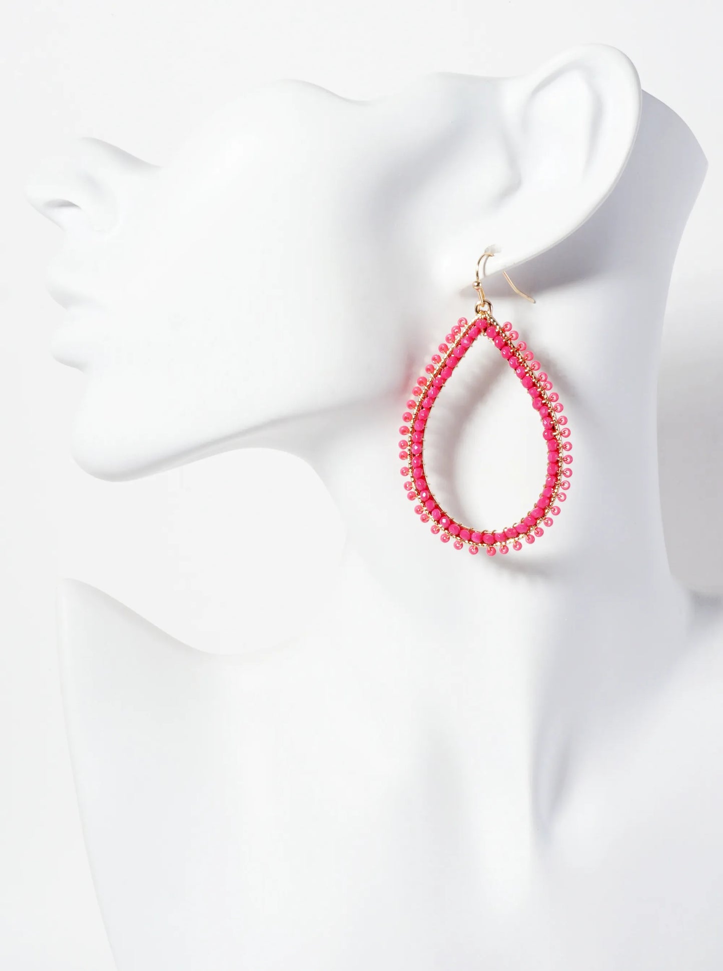 Seed-Beads Wire-Wrapped Teardrop Dangle Earrings