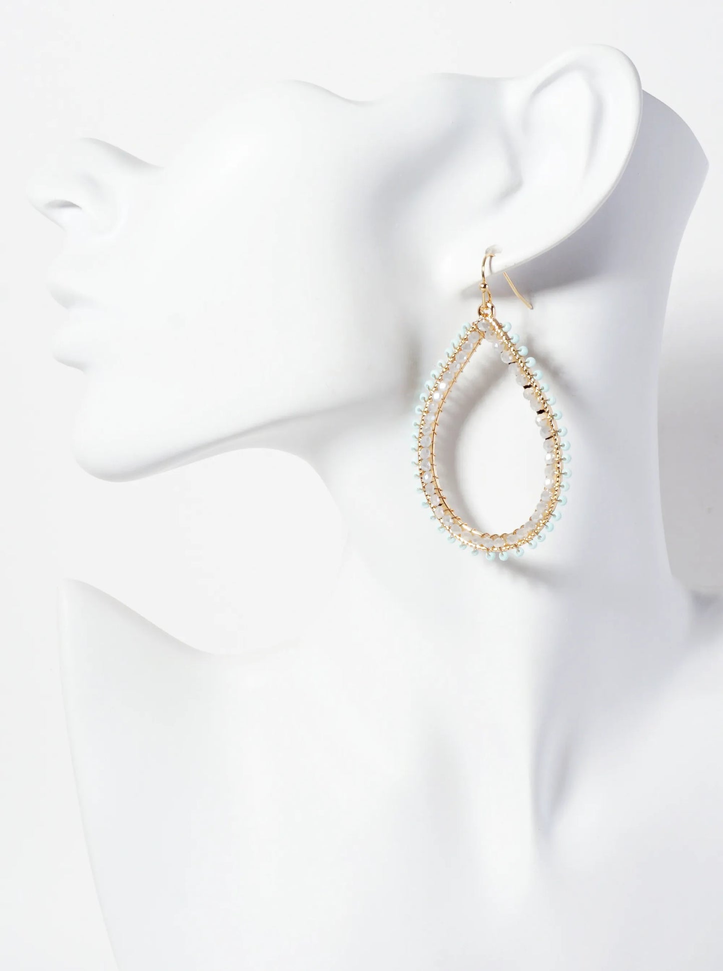 Seed-Beads Wire-Wrapped Teardrop Dangle Earrings