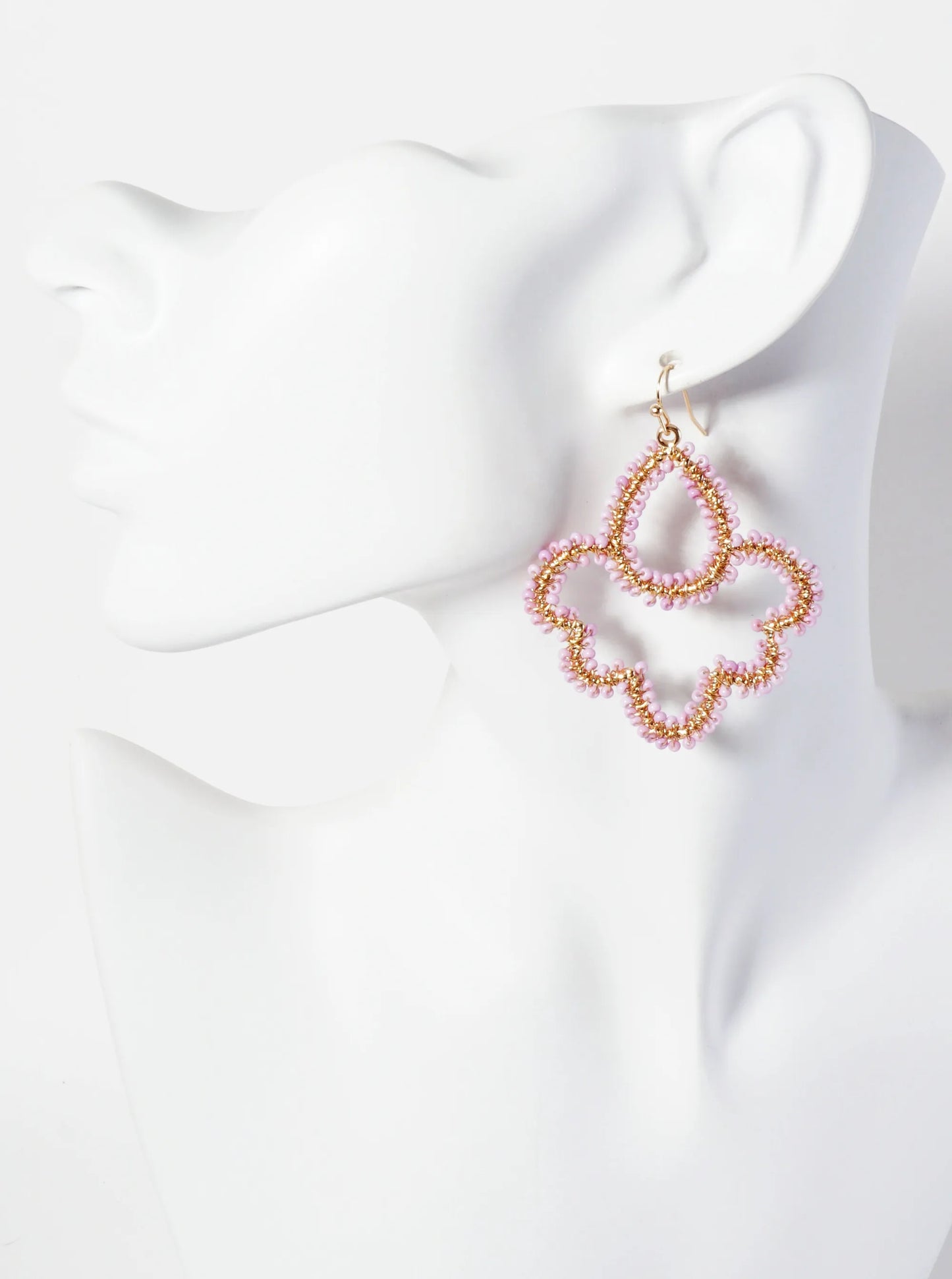 Seed-Beads Wire-Wrapped Teardrop Dangle Earrings