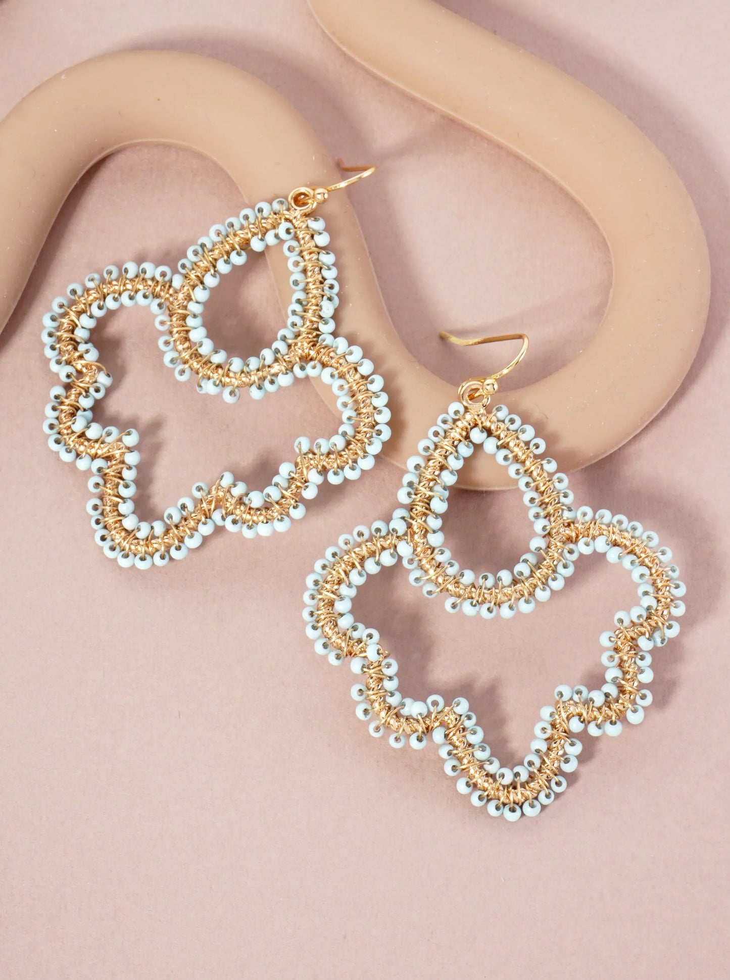 Seed-Beads Wire-Wrapped Teardrop Dangle Earrings