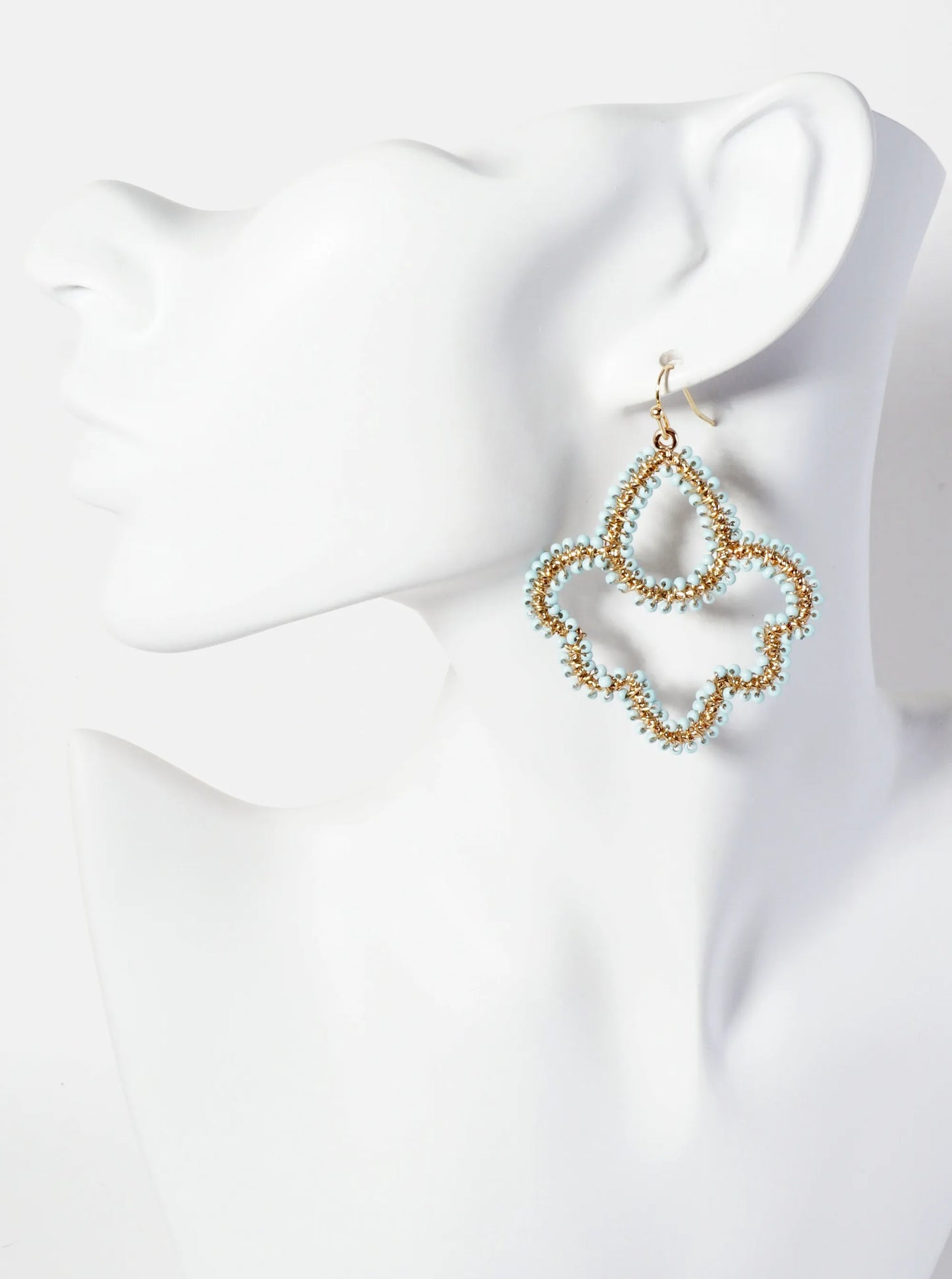 Seed-Beads Wire-Wrapped Teardrop Dangle Earrings