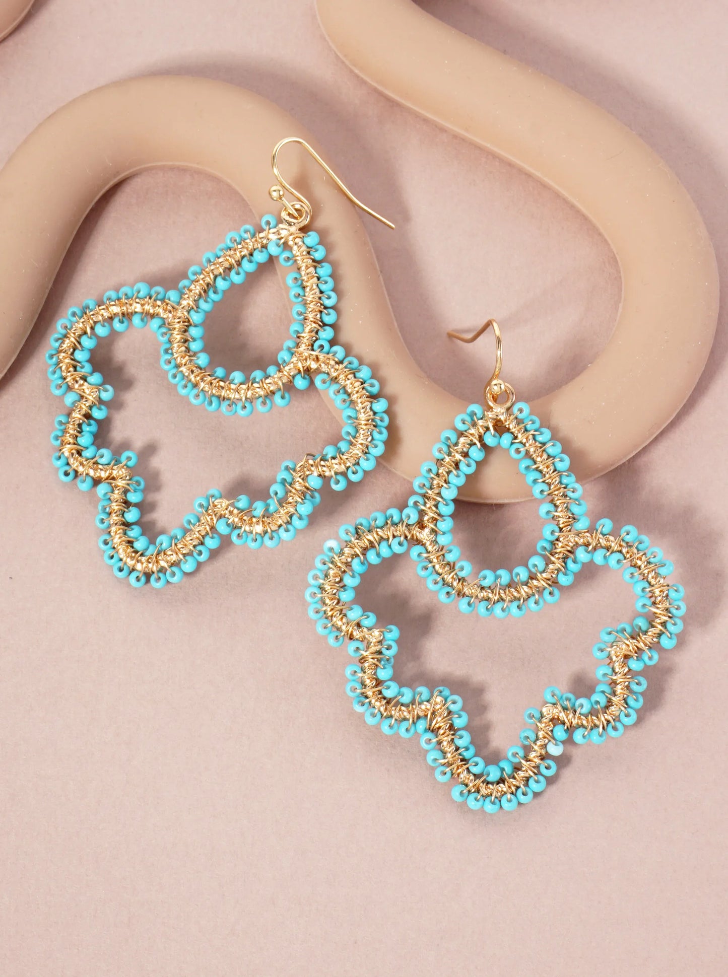 Seed-Beads Wire-Wrapped Teardrop Dangle Earrings