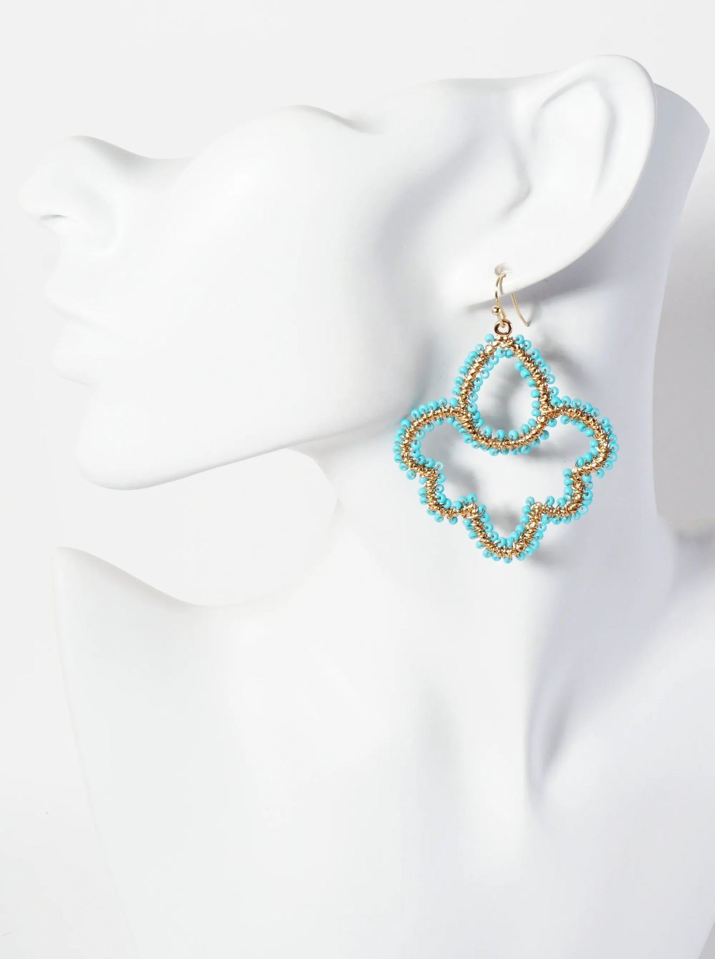 Seed-Beads Wire-Wrapped Teardrop Dangle Earrings