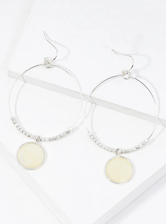 Seed Beaded MOP Drop Wire Circle Lightweight Dangle Drop Earrings